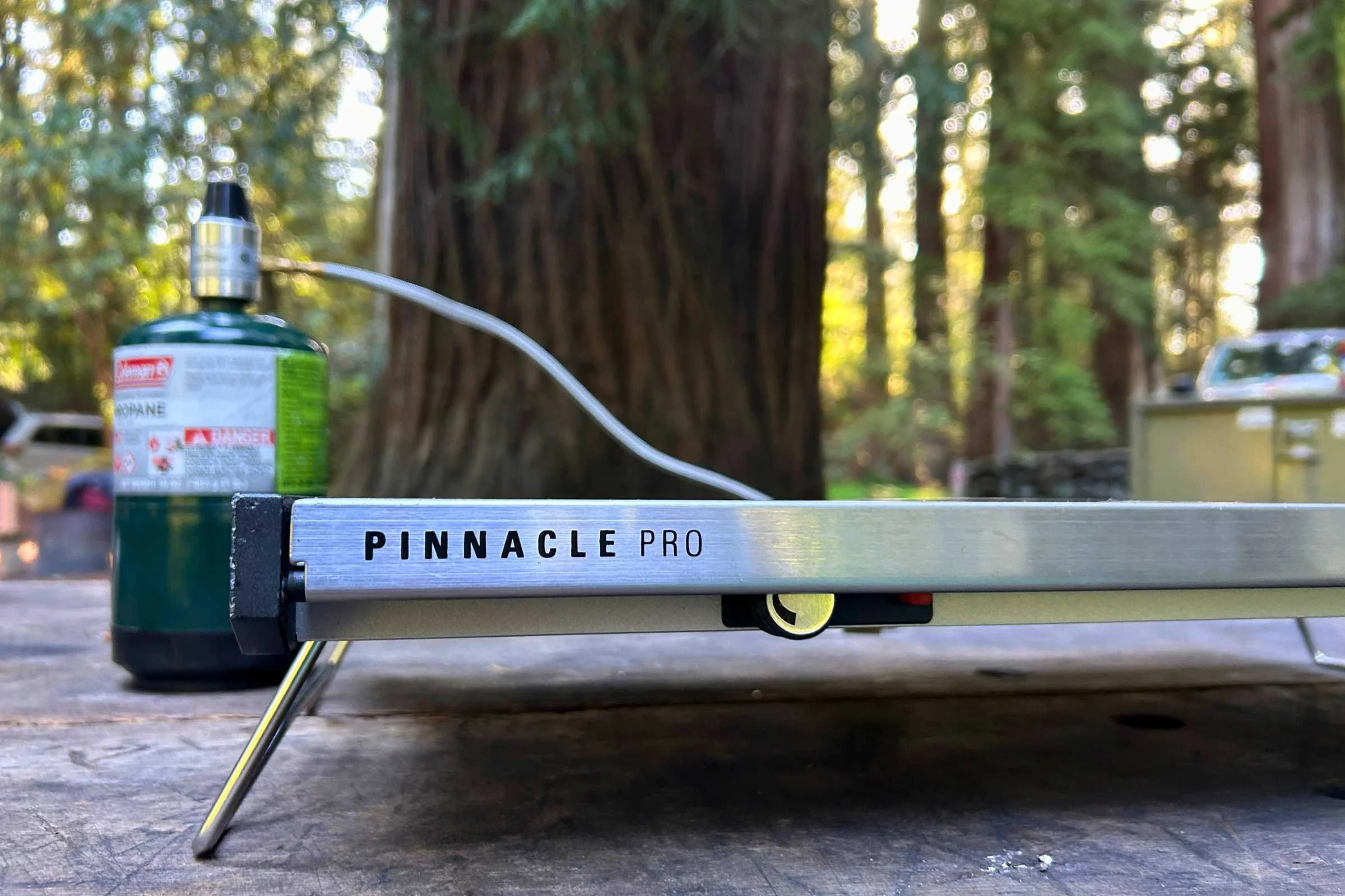 The GSI Pinnacle Pro 2 burner stove is incredibly thin for a camping stove.