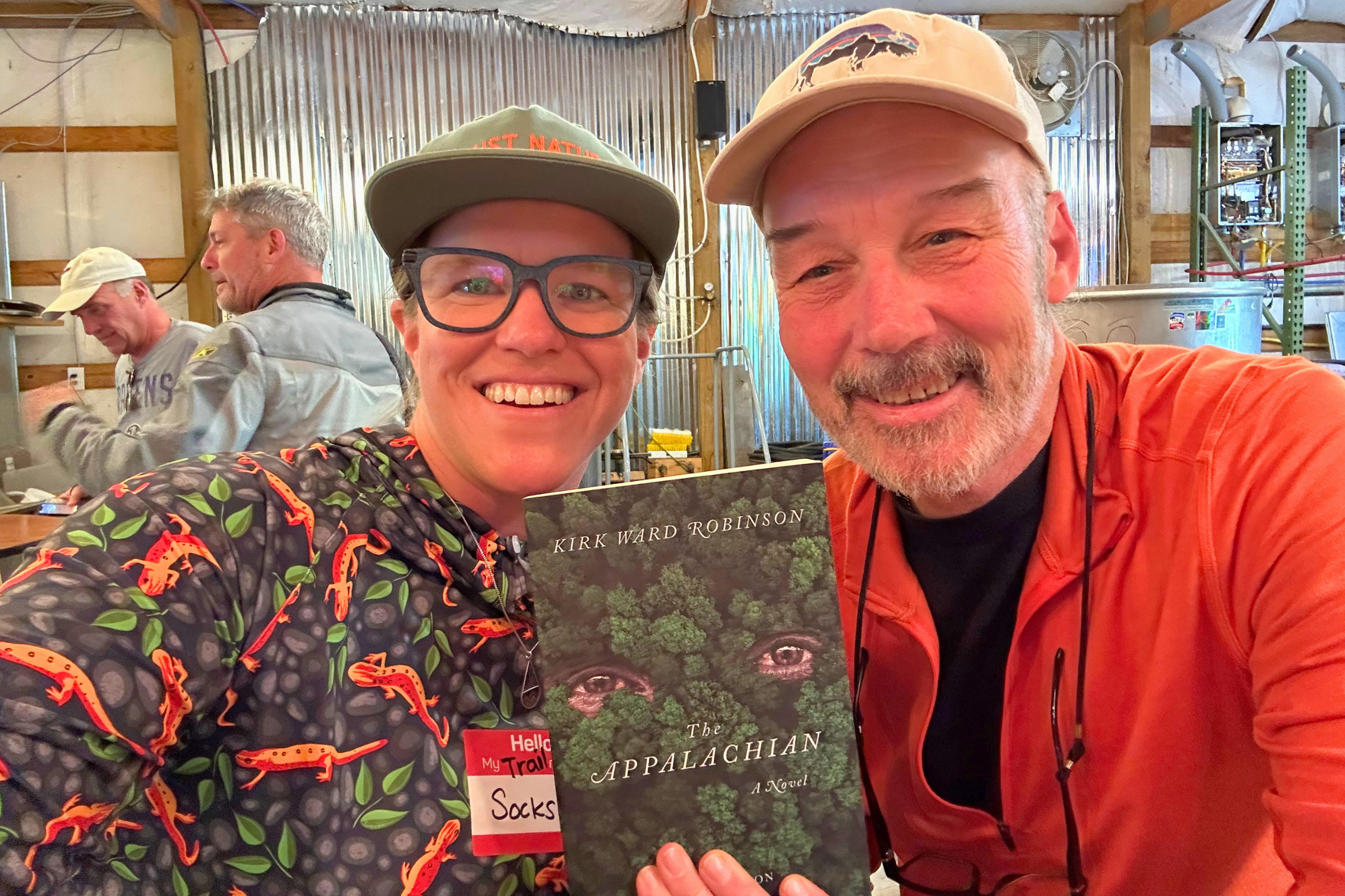 Taking a photo with Kirk Ward Robinson and his book "The Appalachian"