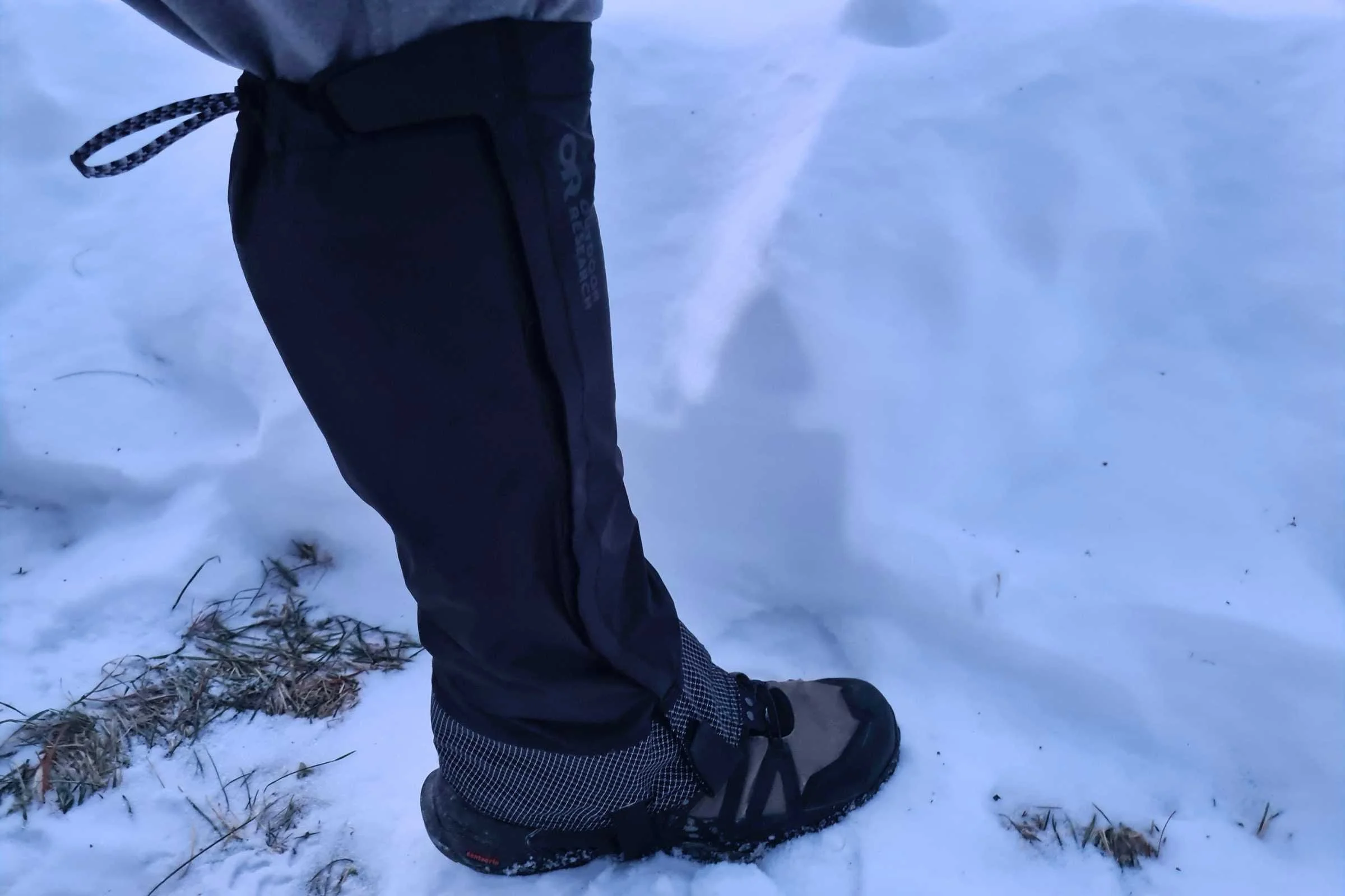 Outdoor Research Helium Gaiters are a great option for warm winter or shoulder season hiking. Photo by Aubri Drake.