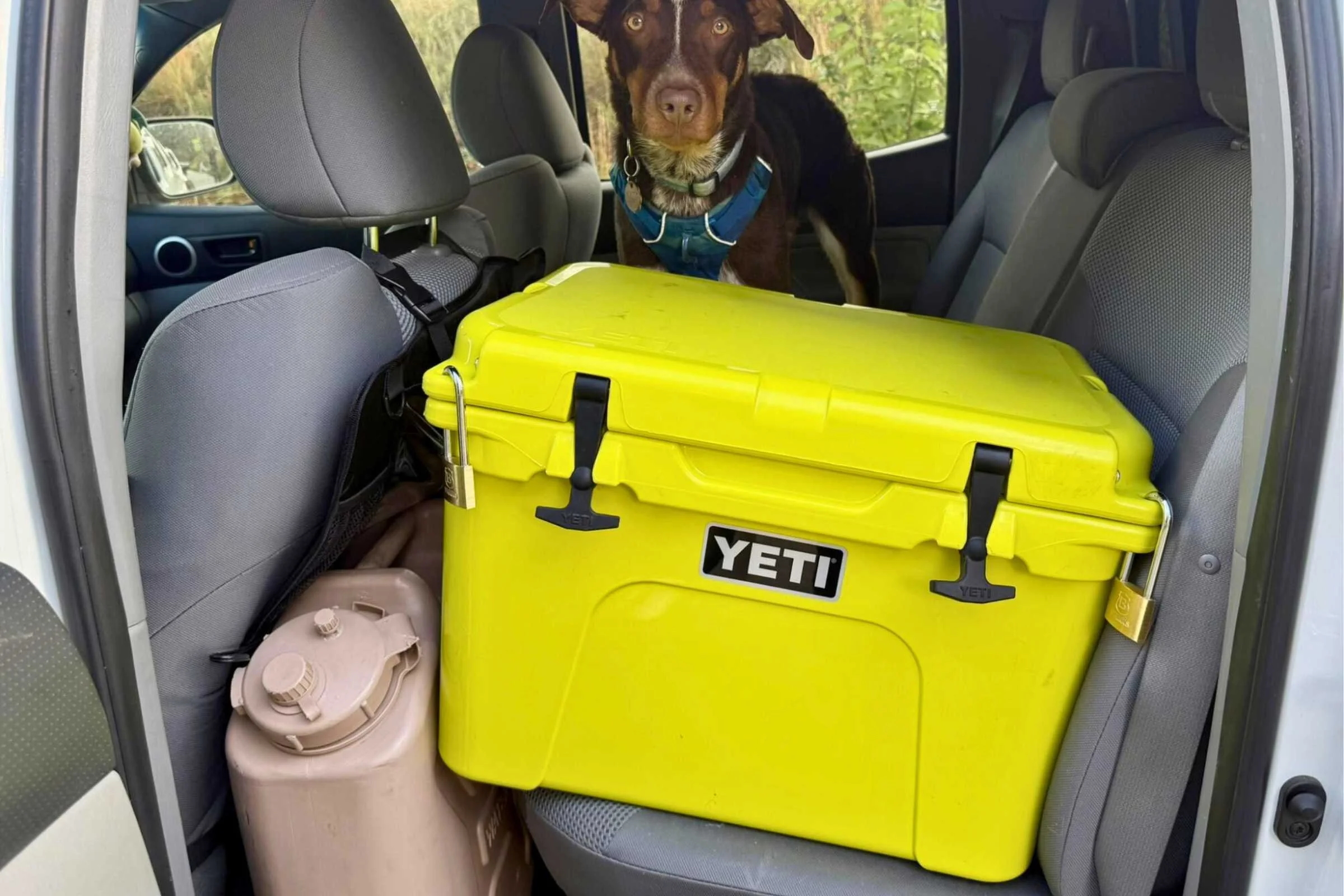 YETI Tundra being used in a truck camping scenario while cooking