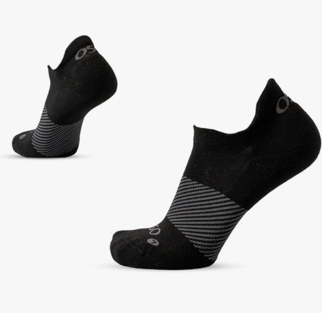 Gray OS1st Merino Wool Wicked Comfort Socks with striped toe panels