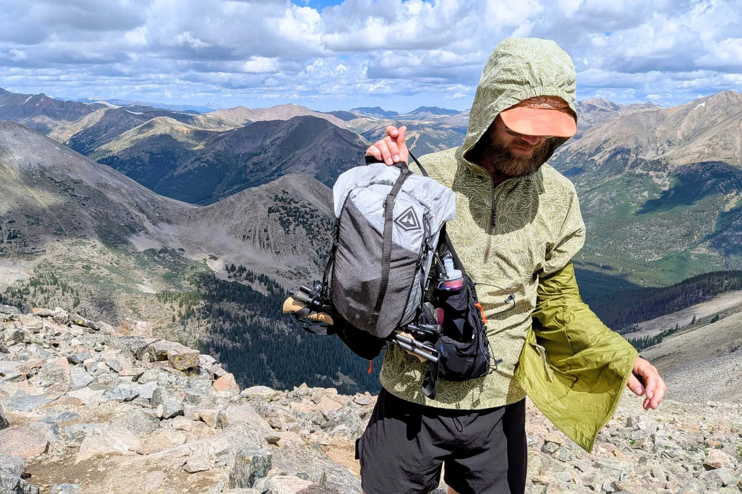 Hiker with Hyperlite Mountain Gear Pemi 15 Running Vest