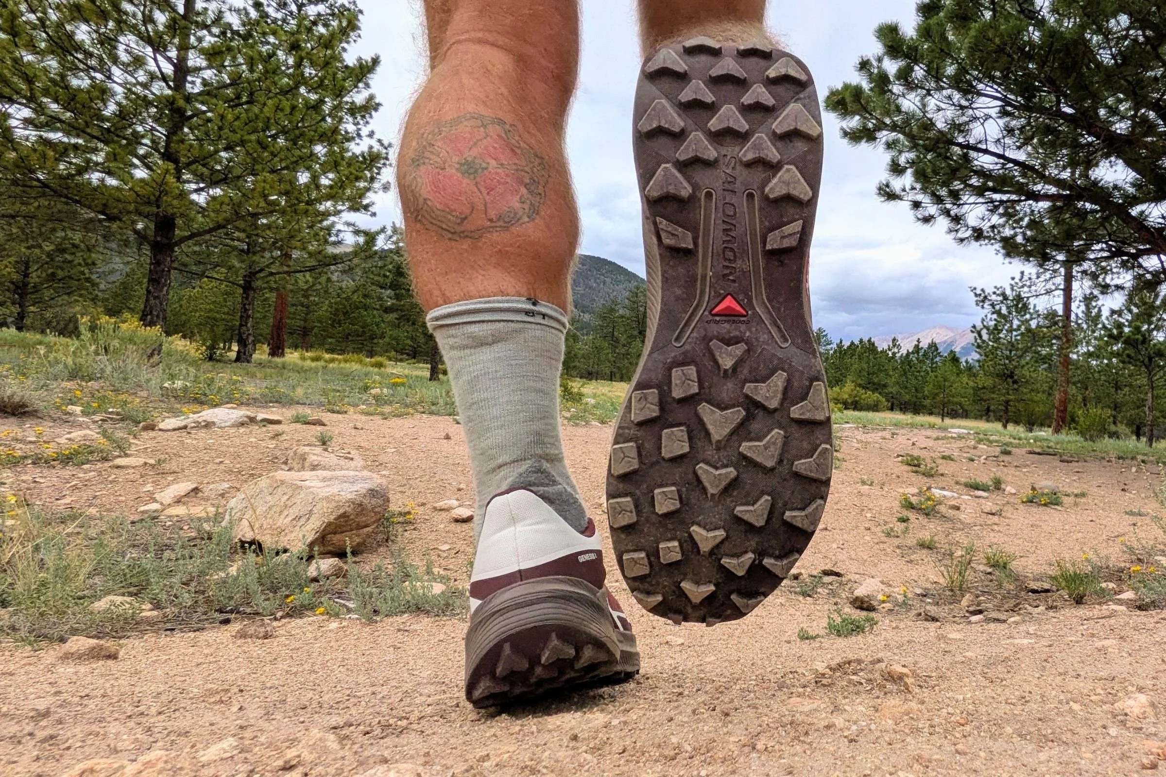 A close view of a Salomon Genesis 2 shoes outsole.