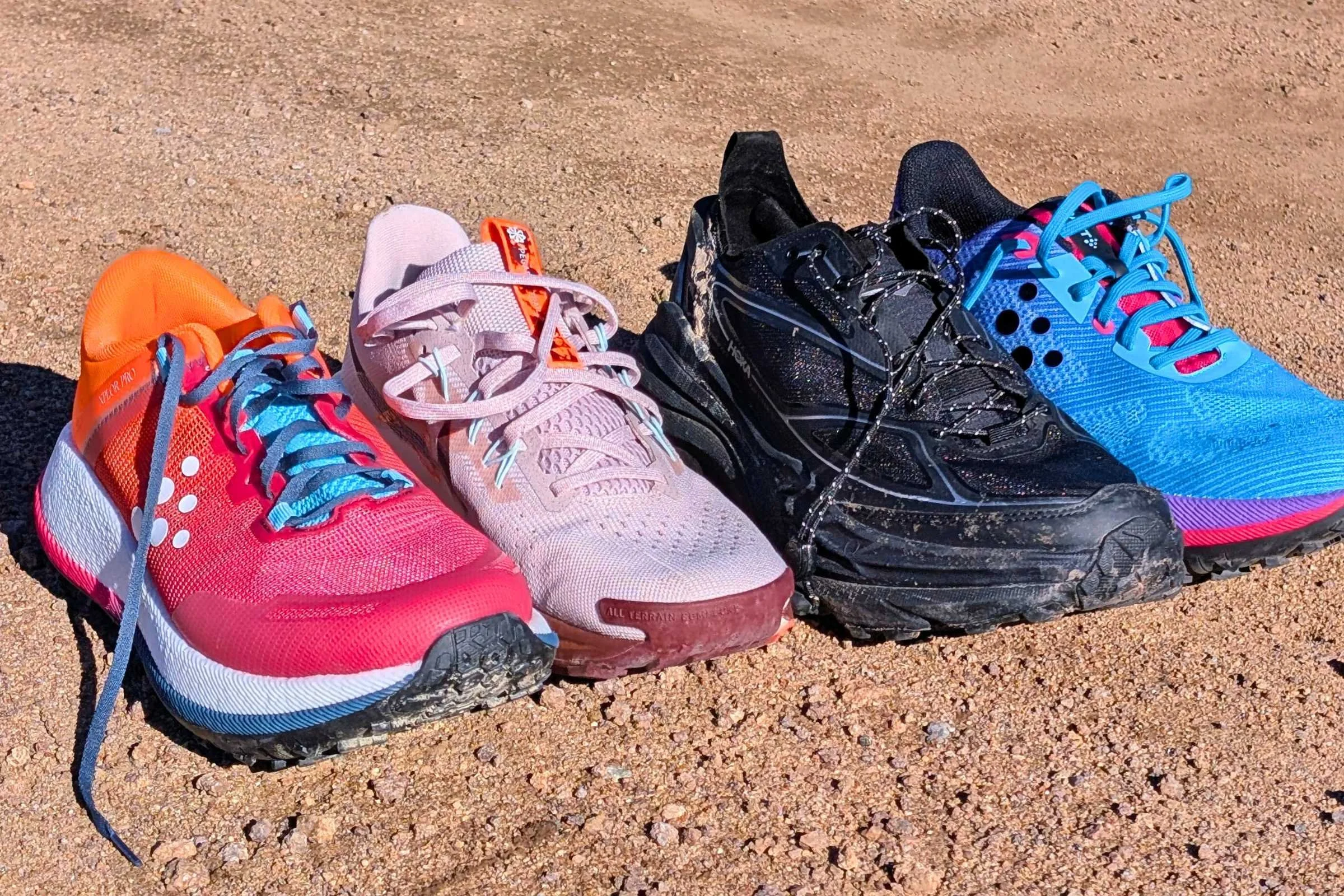 The Craft Xplor 2, Nike Pegasus Trail 5, HOKA Stinson One7, and Craft Xplor Pro all provide some protection for your toes in the upper.