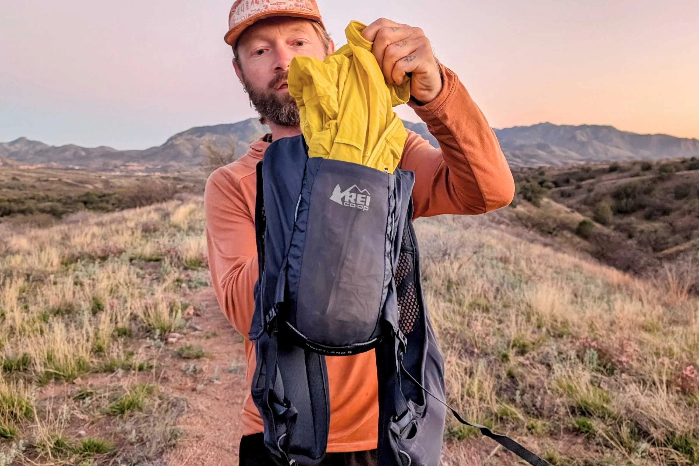 The exterior front pocket is the ideal place for a jacket.