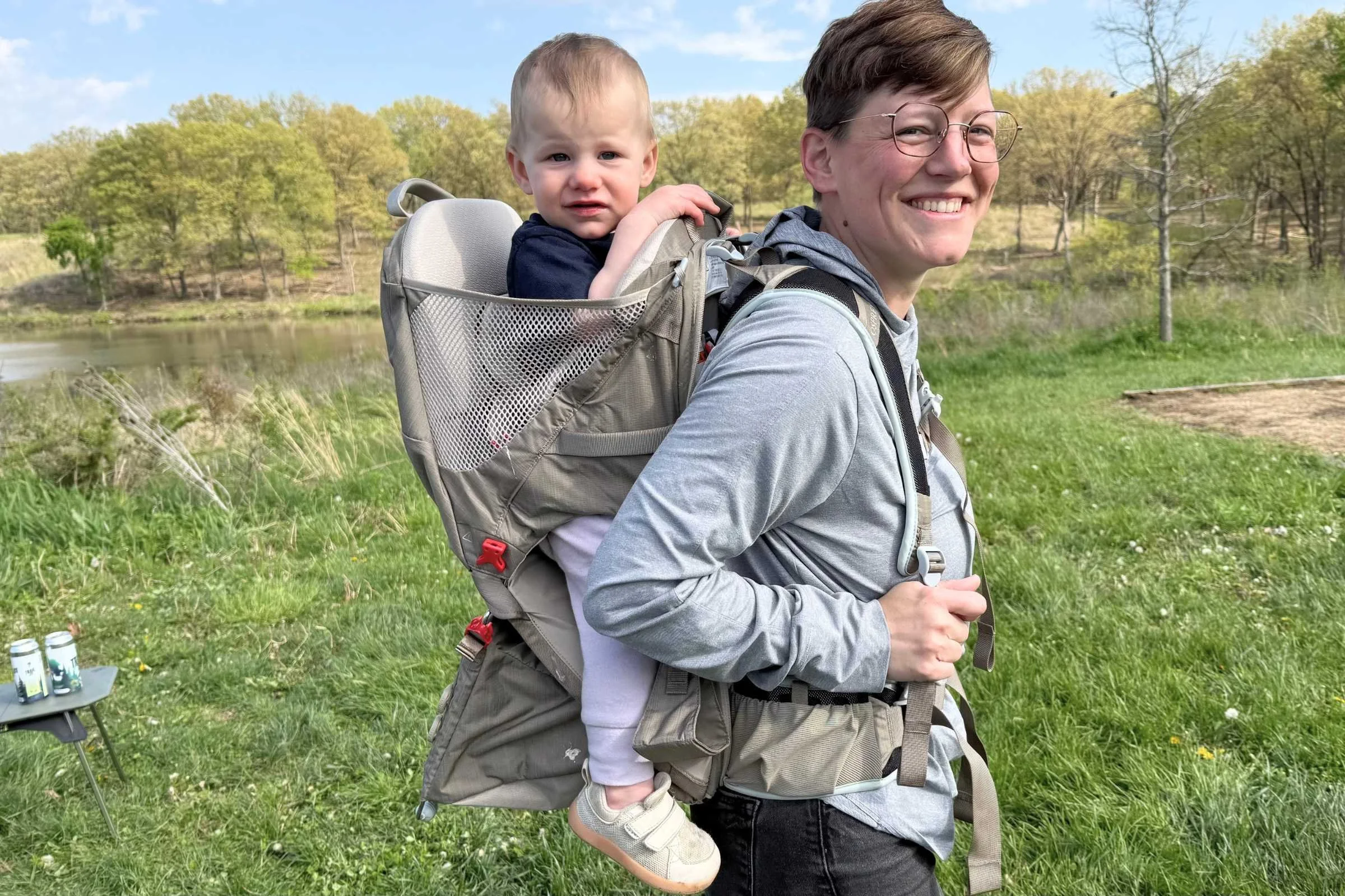 The Osprey Poco LT Child Carrier is best suited for short day hikes or adventures around the campground. Photo courtesy Erica Zazo