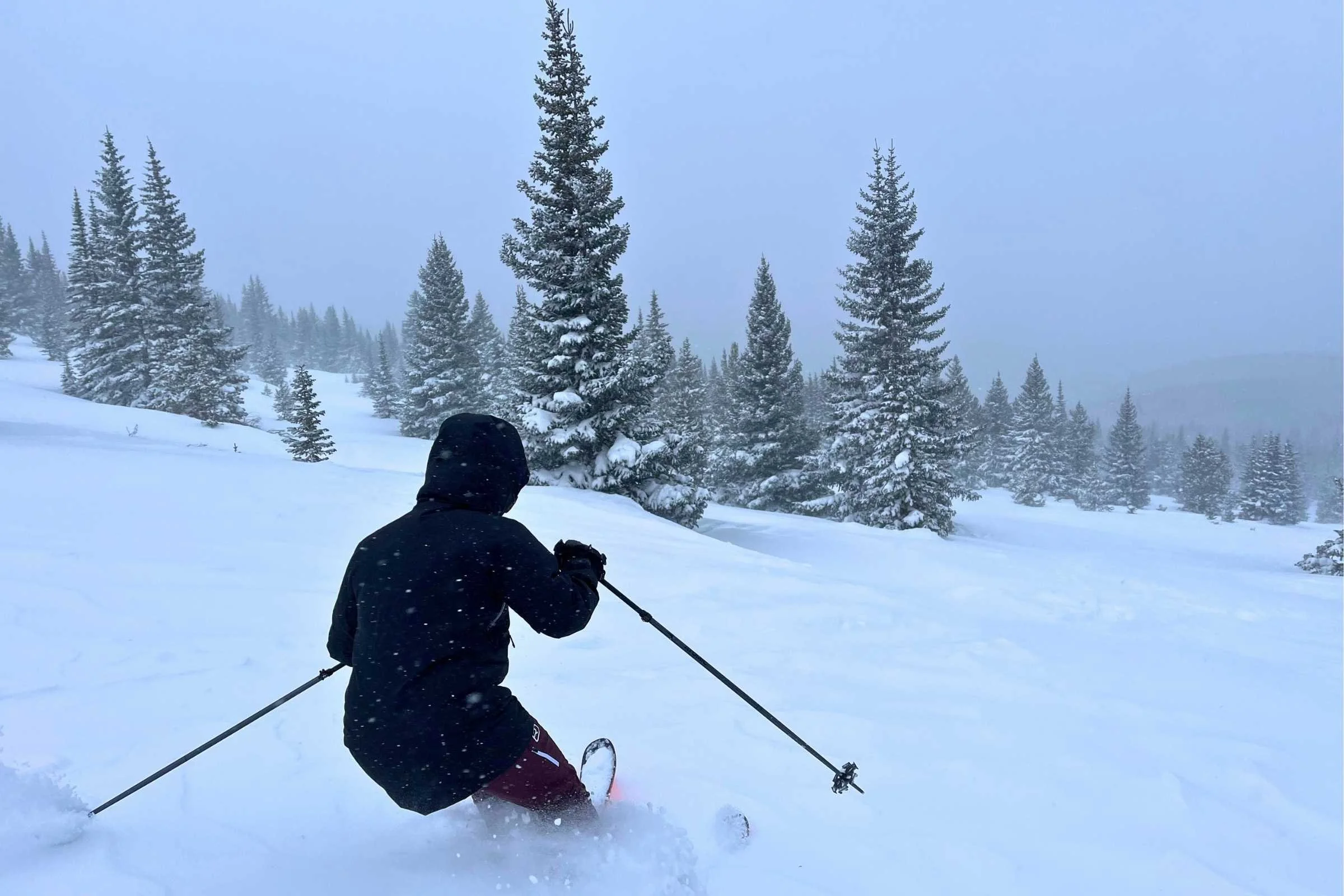 Skiing powder with the Atomic Backland poles