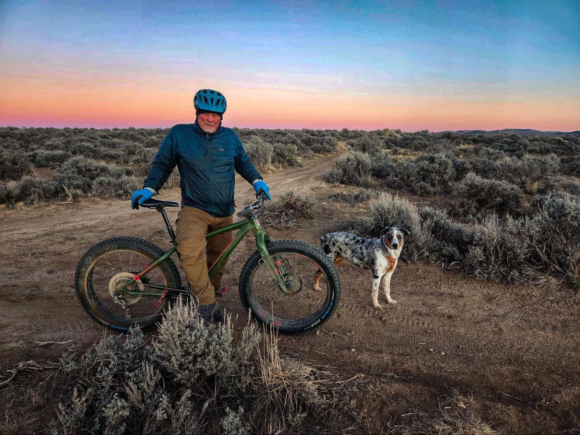 Treeline Review writer Dean Krakel mountain biking in insulated winter pants.
