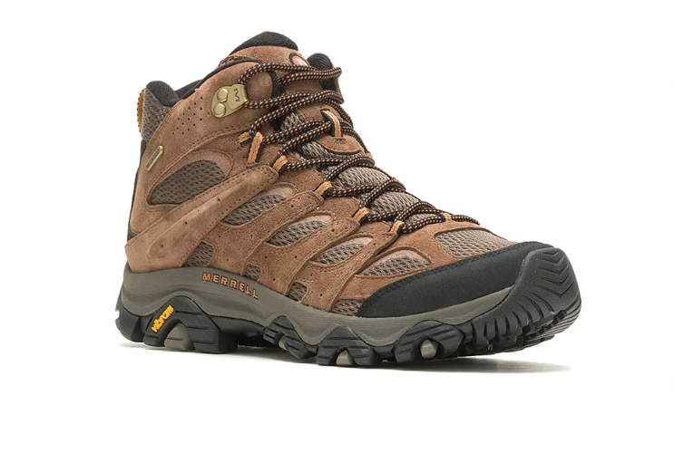 The Merrell Moab 3 Mid is our hiking boot budget pick, shown here in the waterproof version.