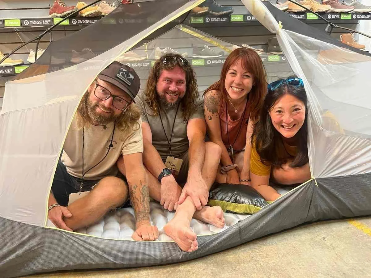 Treeline team in a tent