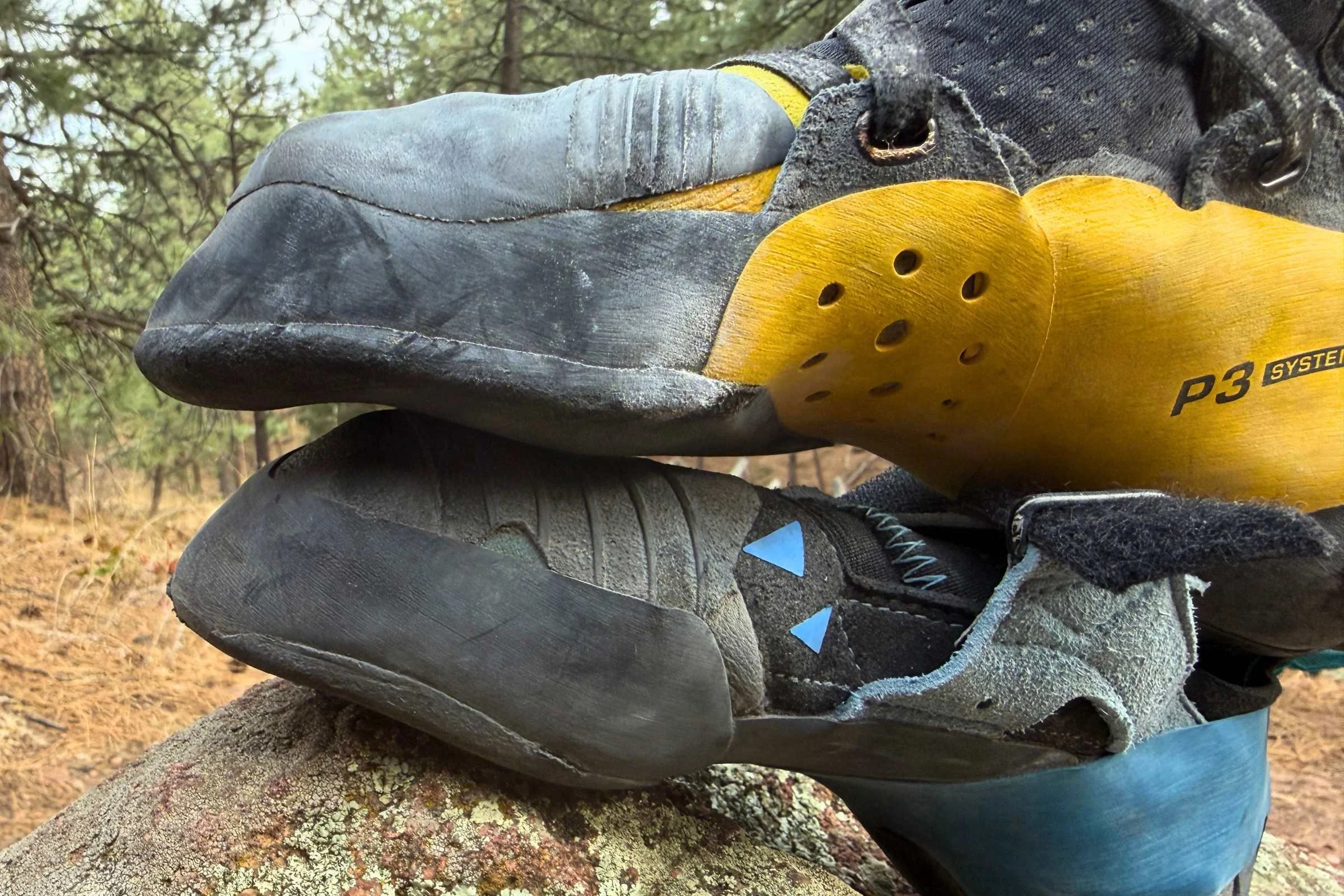 La Sportiva Solution Comp on top of Scarpa Instinct VSR