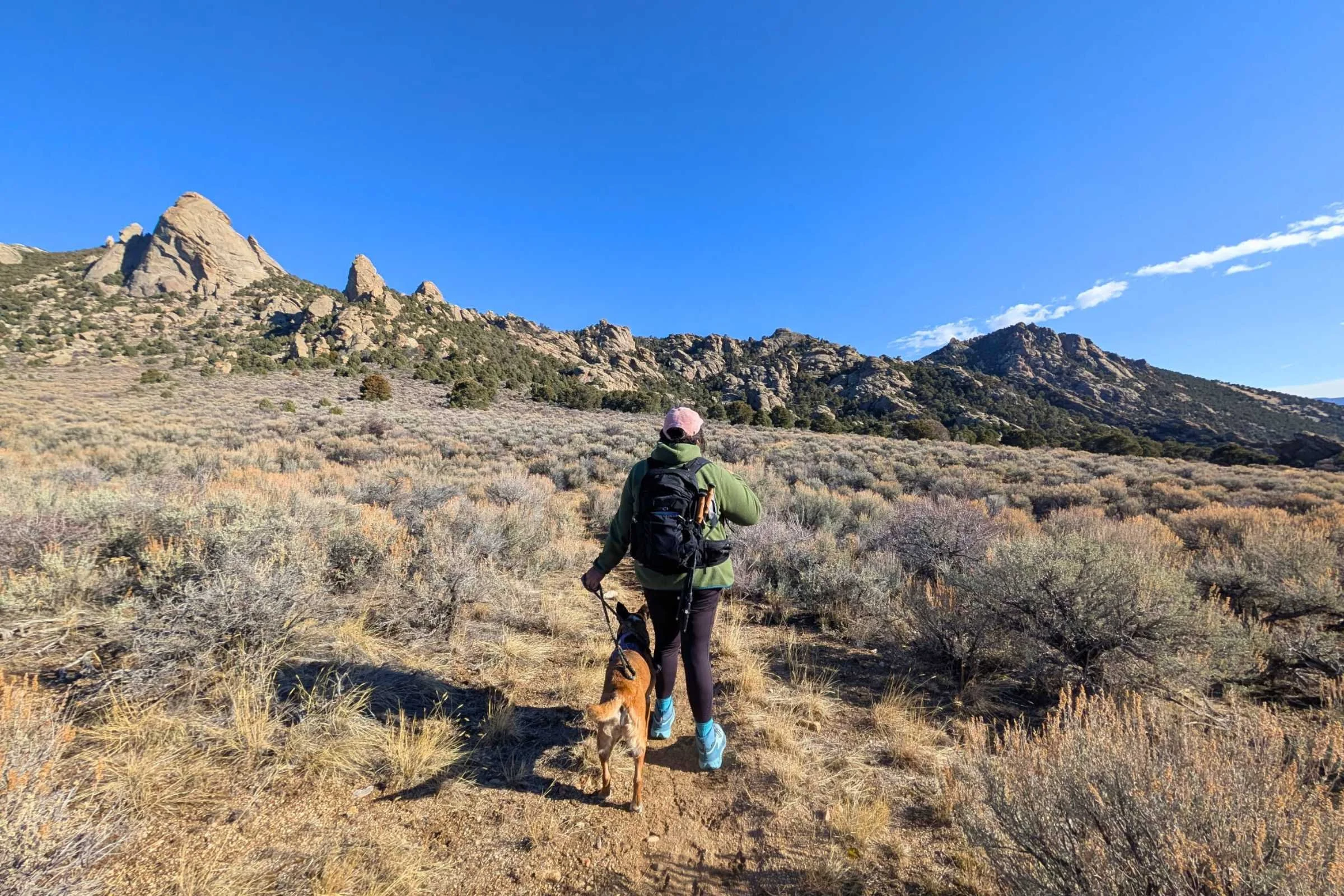 Entering a trail wearing the Osprey Tempest.