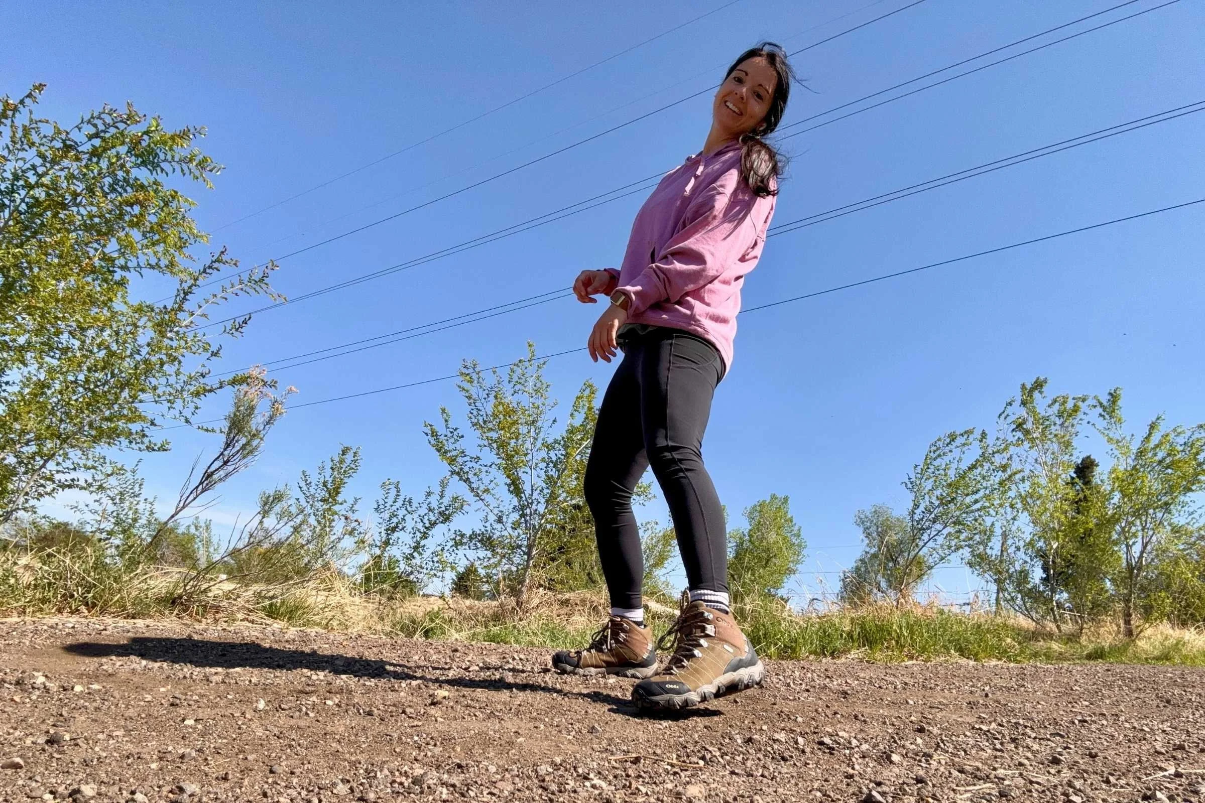 Hiking in a Park in the Oboz Bridger Mid hiking boots.