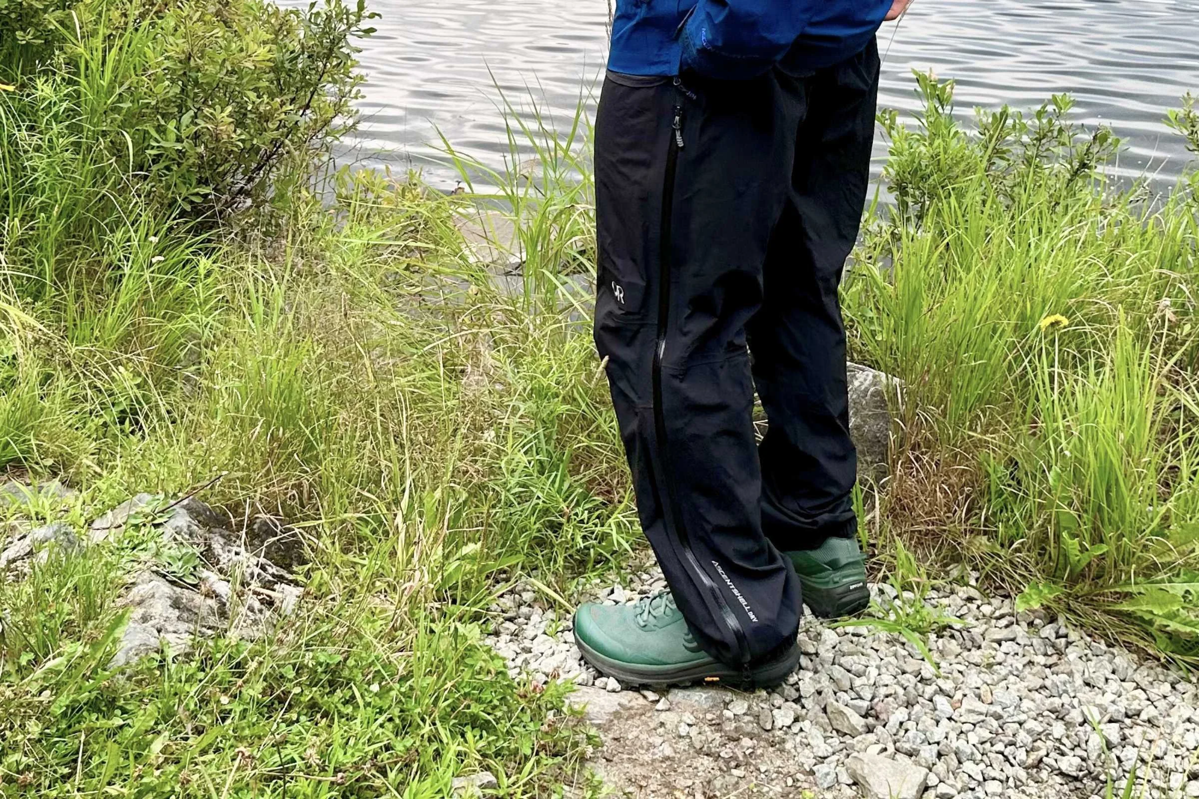 Side view of the Outdoor Research Foray 3L rain pants