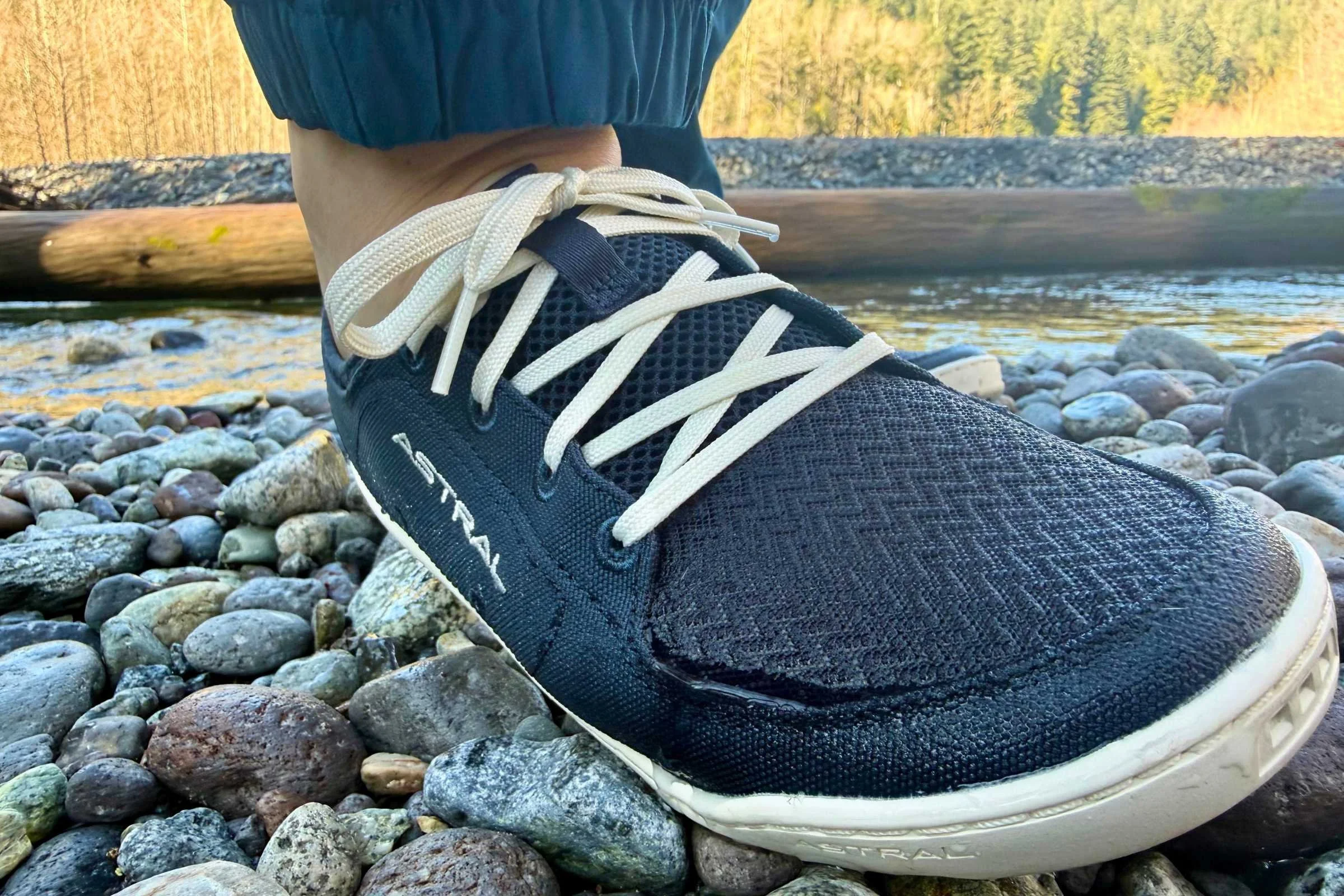 The mesh upper allows water to escape through the top of the foot. Photo by Steve Redmond.