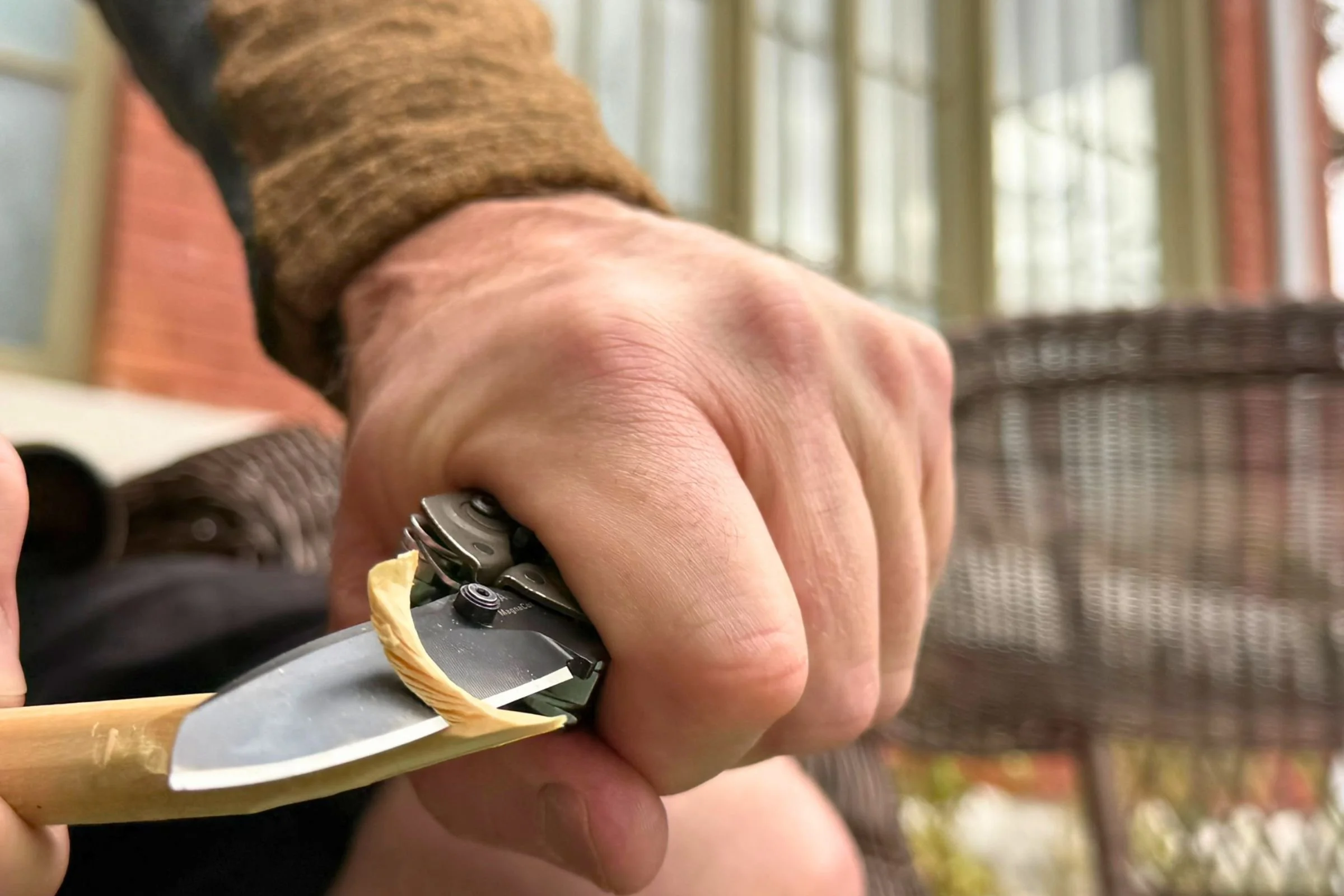 More stake carving with the MagnaCut steel blade. Courtesy Chris Meehan