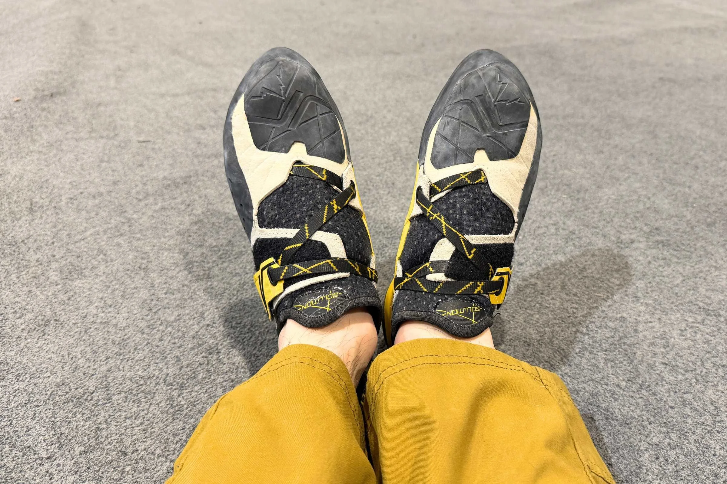Climber wearing La Sportiva Solution