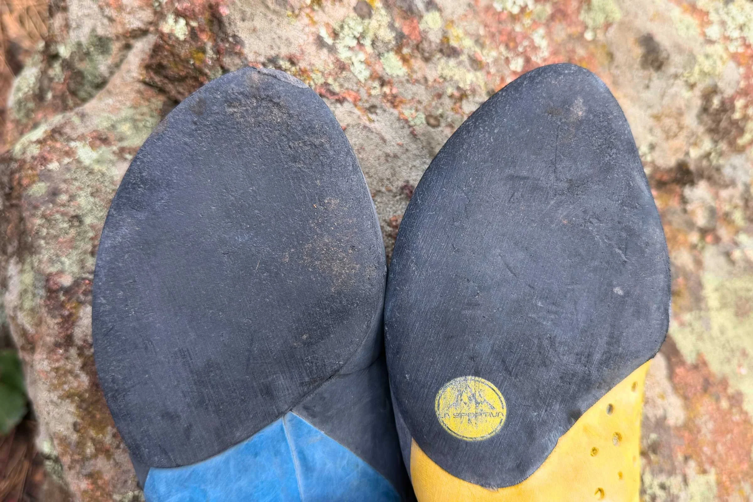The Instinct VSRs have a wider, shorter toe box than similar shoes like the La Sportiva Solution Comps.