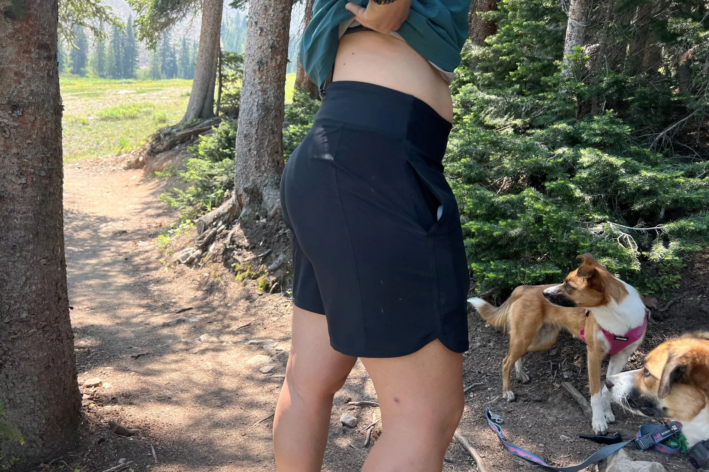 The soft and flexible waistband is 3” in length and doesn’t roll down.