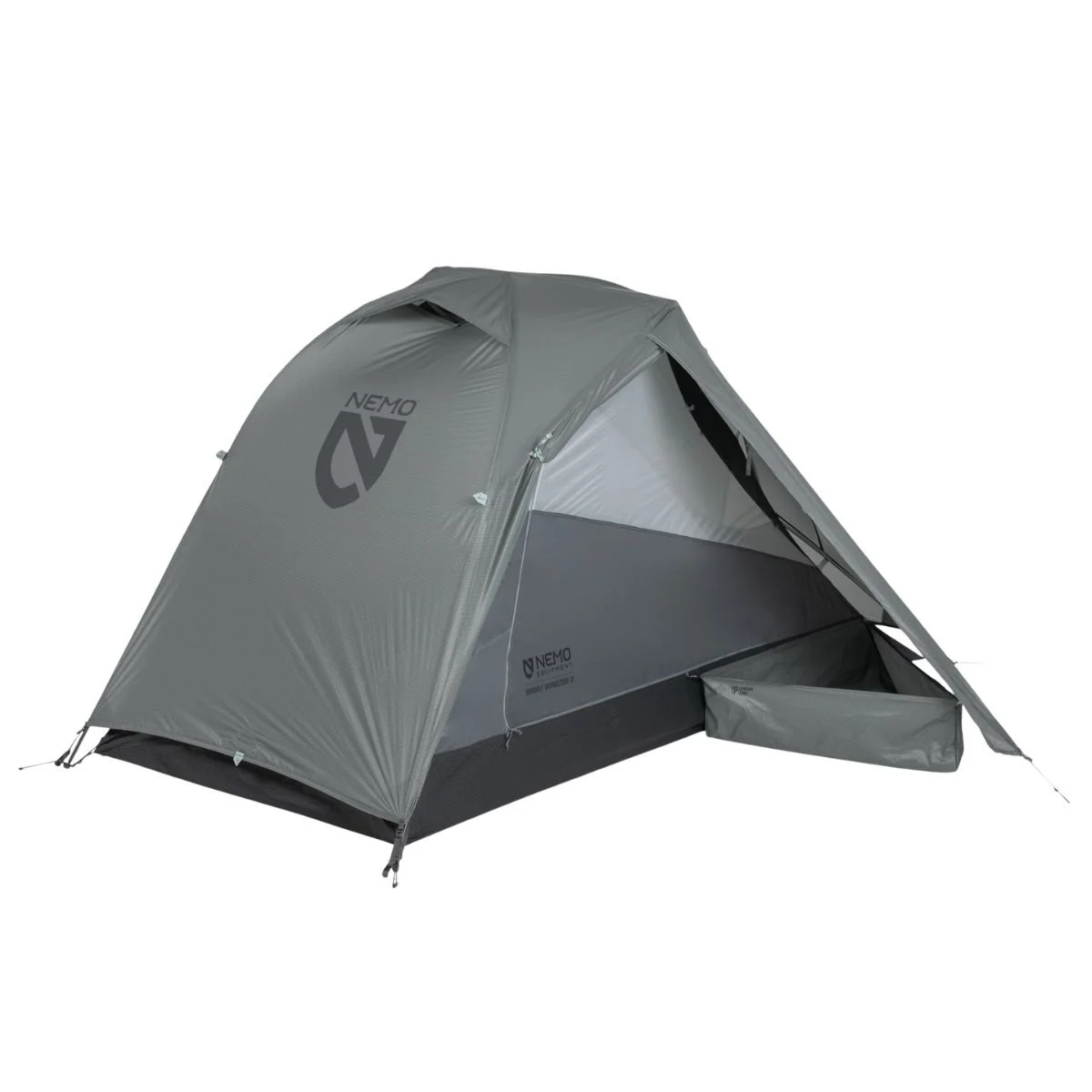 The NEMO Dragonfly Bikepack Osmo 1-Person in medium grey with a dark grey floor.