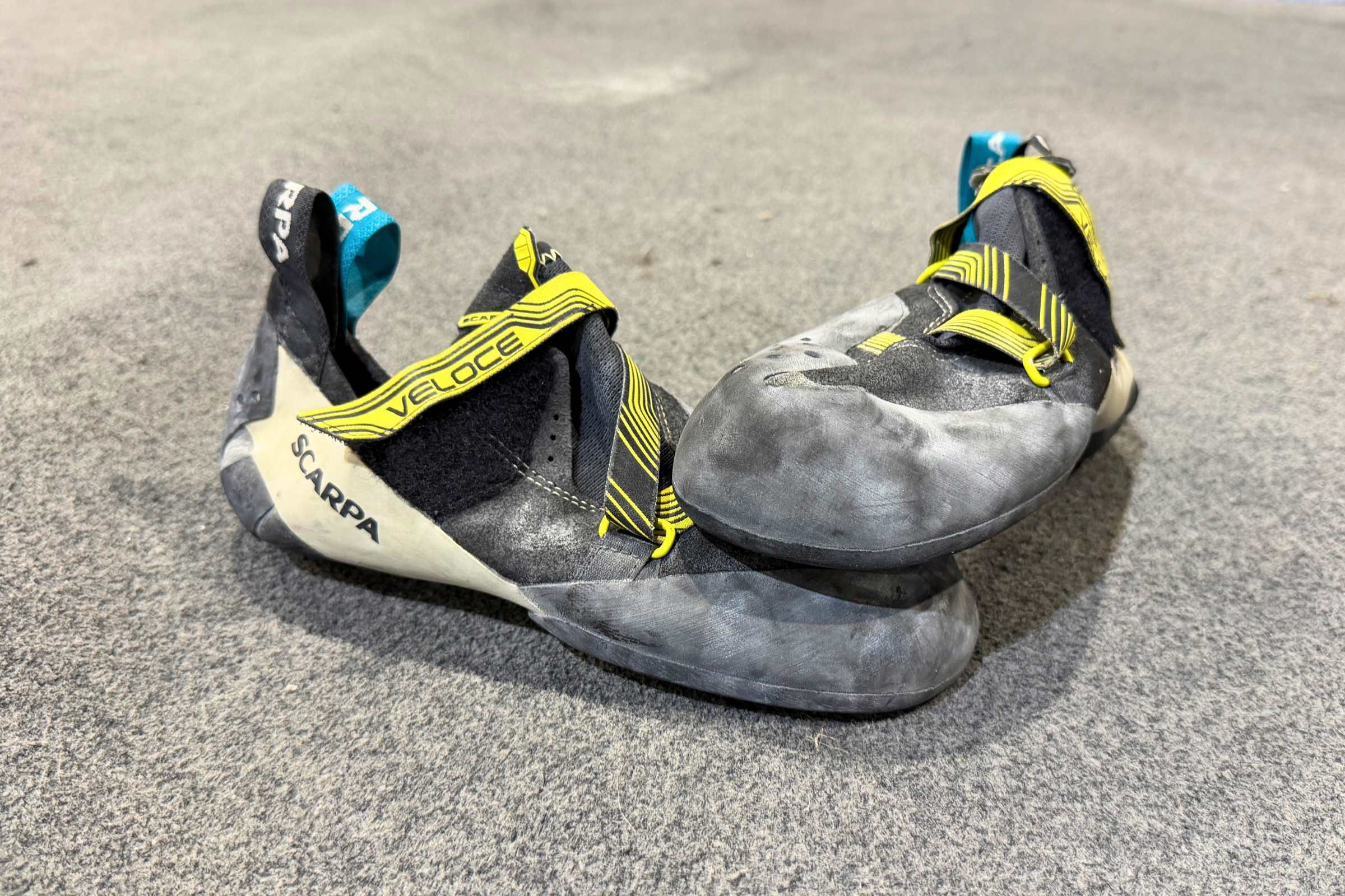 Scarpa Veloce on a gym floor