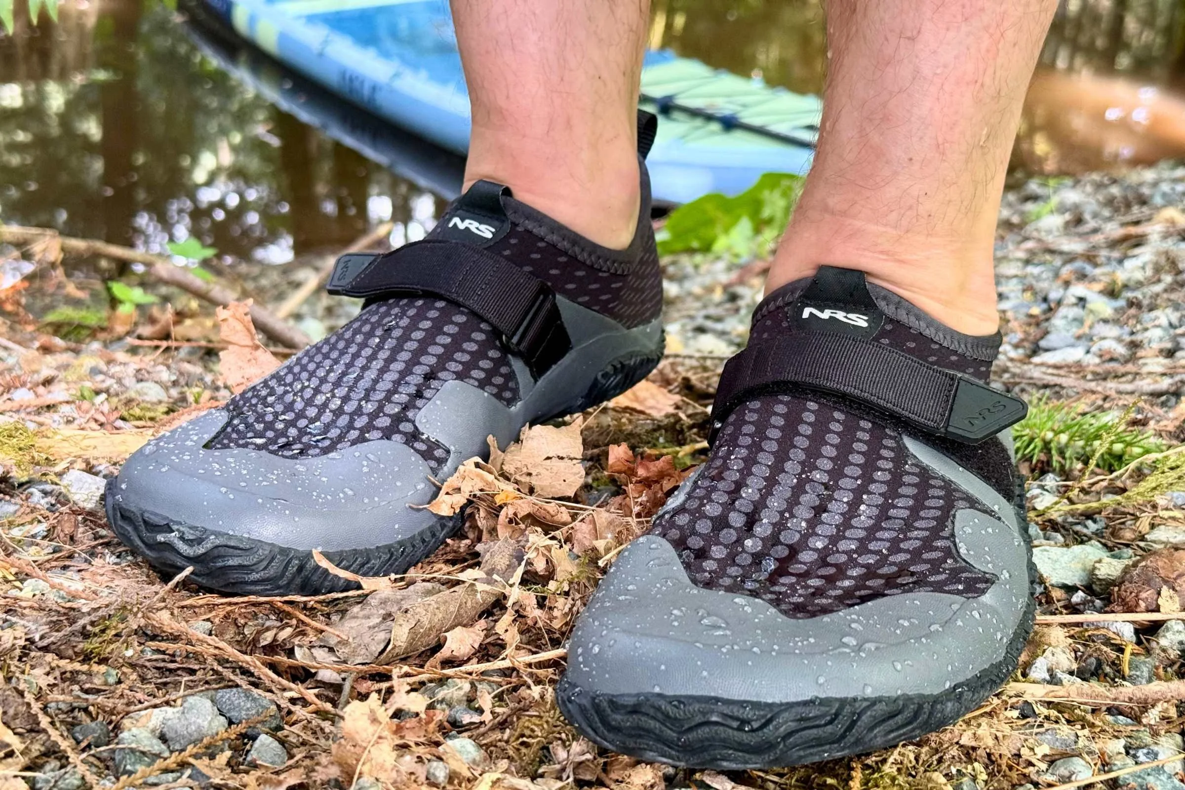 water beading up on the NRS Kicker Wetshoe