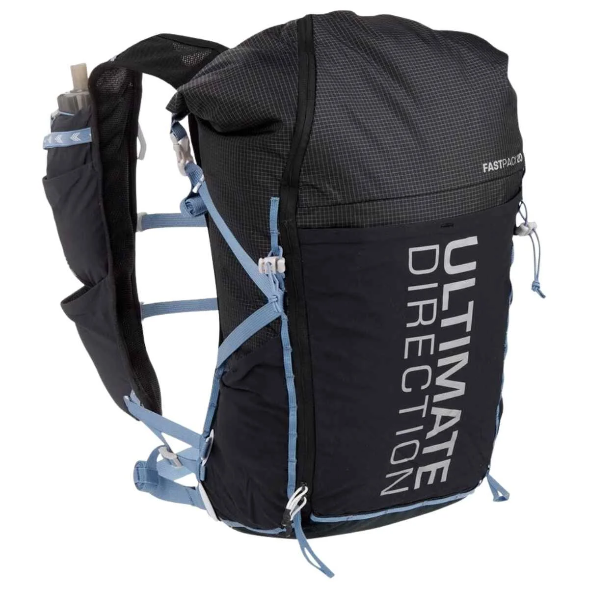 Ultimate Direction Fastpack 20 in black with light blue accents