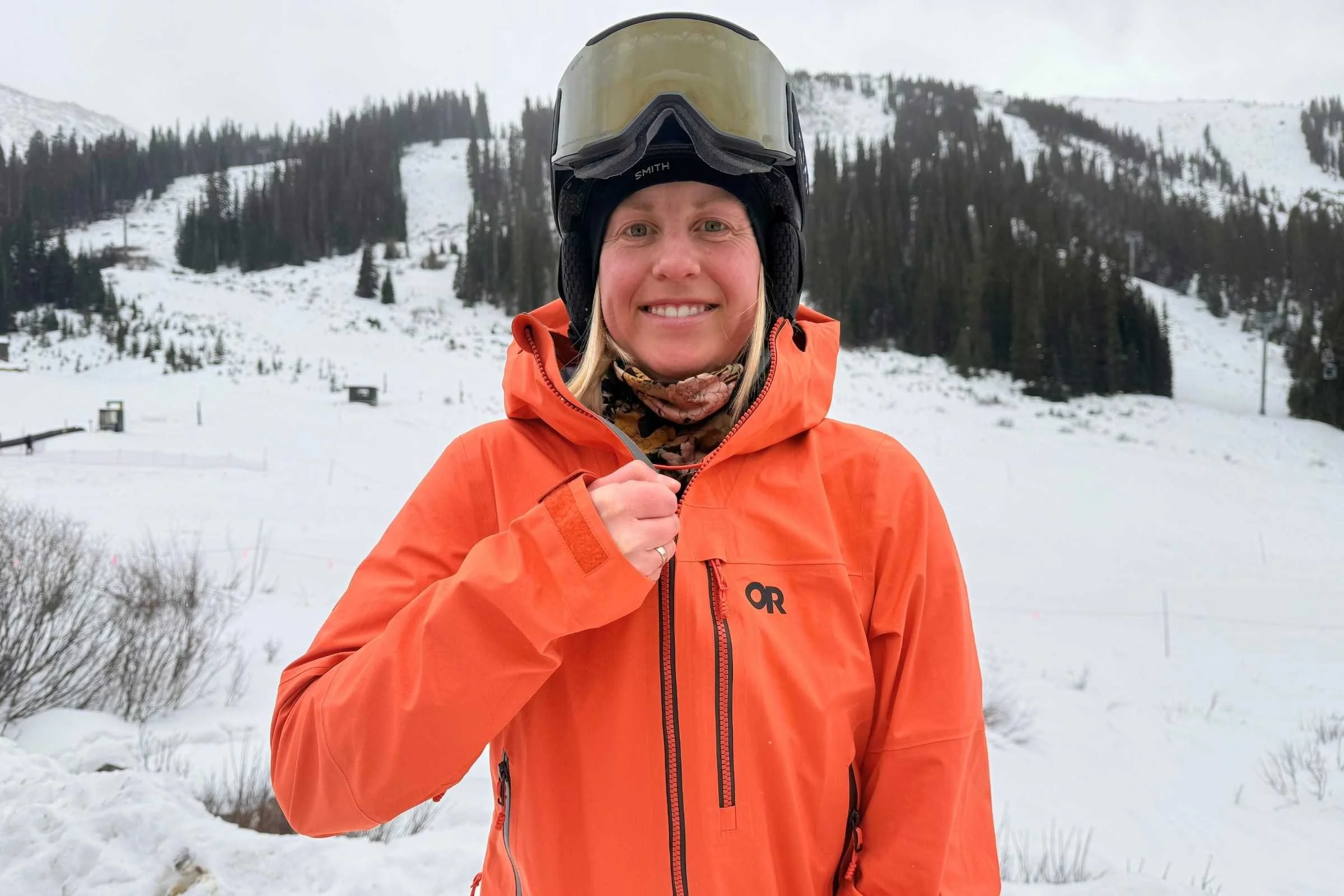 The author, Treeline’s longtime women’s ski apparel tester and writer, has long held the Hemispheres jacket in high esteem for its excellent fit. Photo by Jon Stockwell.