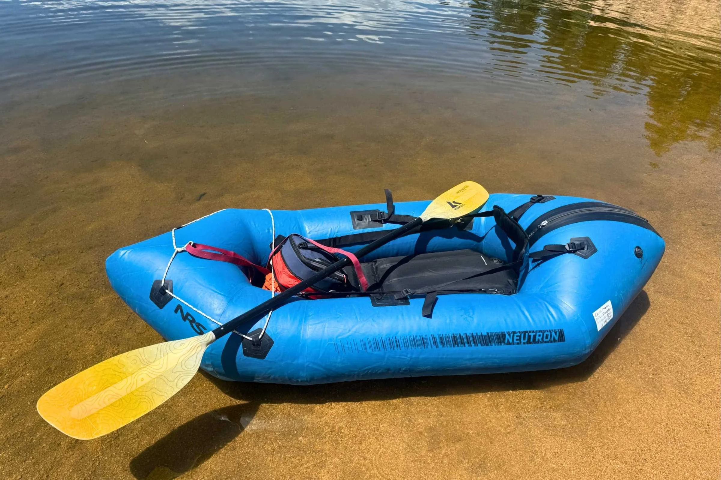 The cockpit of the NRS Neutron is smaller than on some whitewater packrafts. Courtesy Chris Meehan