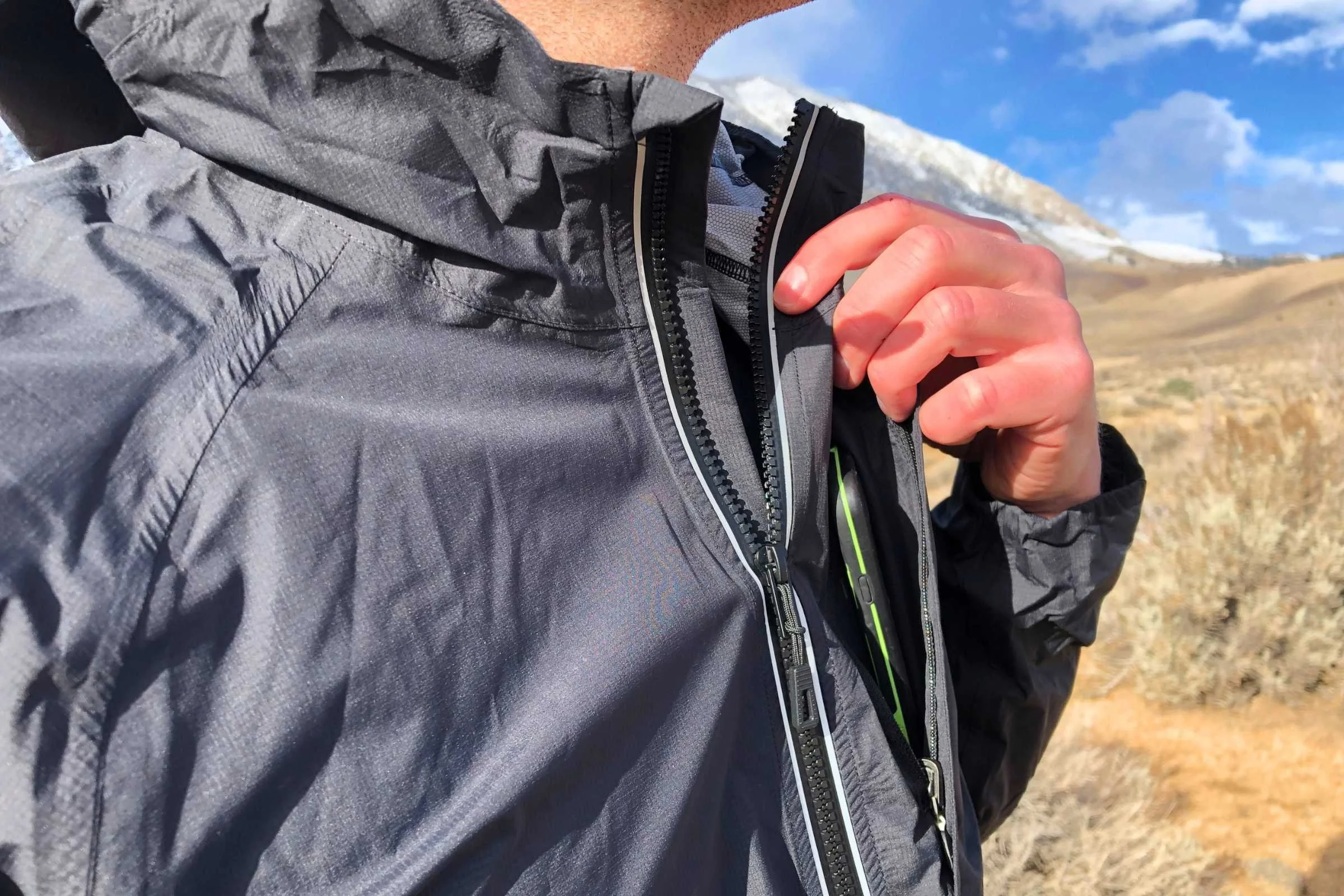 The Brooks Treeline has a zippered chest pocket big enough to hold a modern iPhone. Photo by Sasha Hashemipour