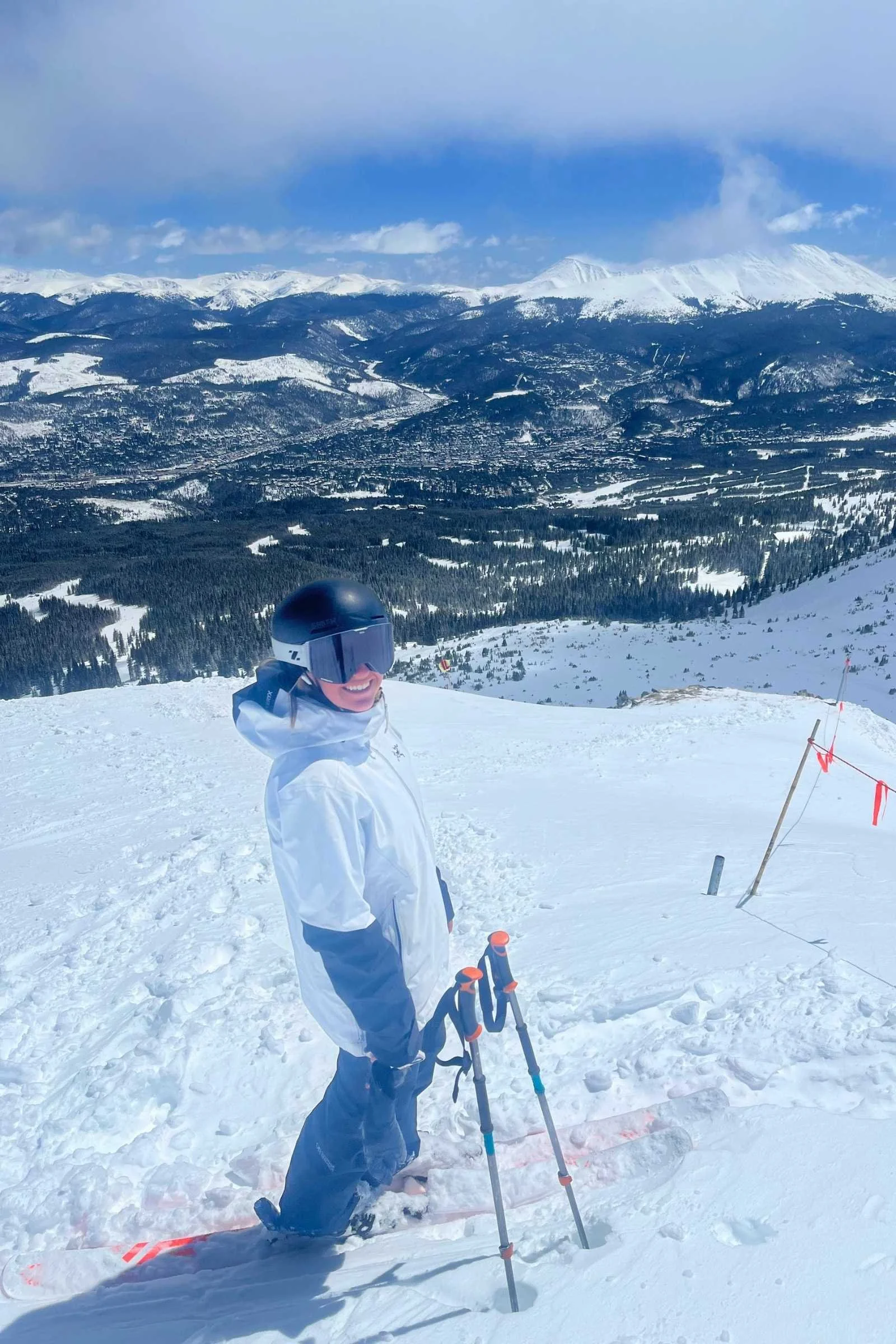 The author skiing the high alpine terrain at Breckenridge resort in the Zeal Lookout goggles.