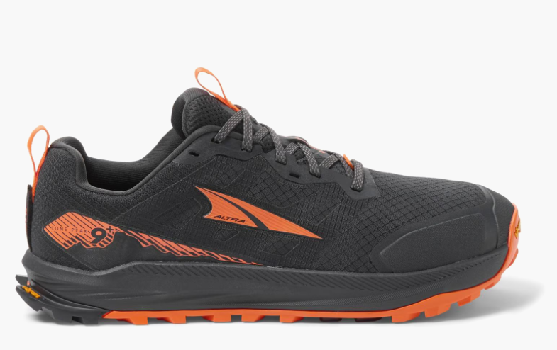 altra lone peak 9+ in black and orange