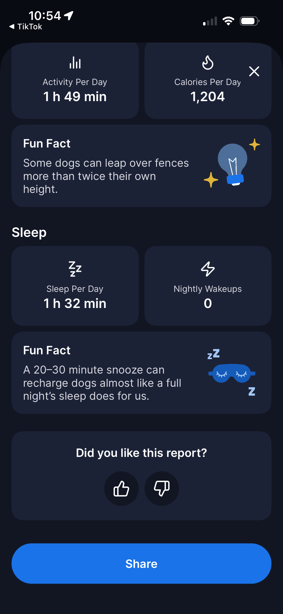 Tractive dog 6 activity summary