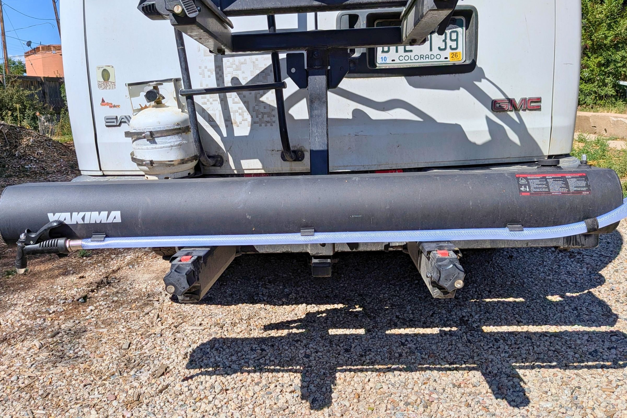 Yakima RoadShower attached back of van