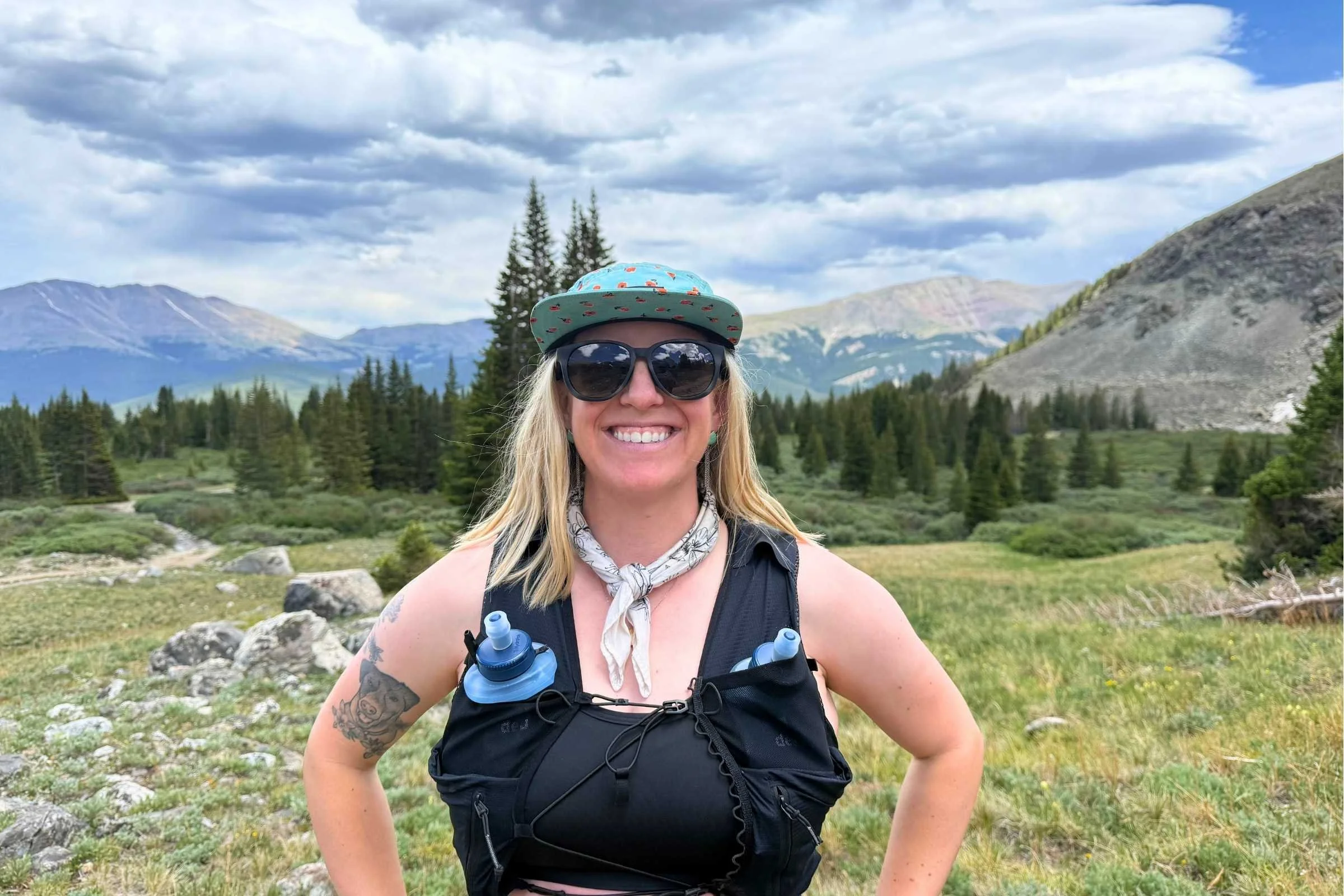 Treeline writer and tester Stasia Stockwell tested the Title Nine 3 Reasons sports bra while trail running in the alpine zone in Colorado. Photo by Stasia Stockwell.