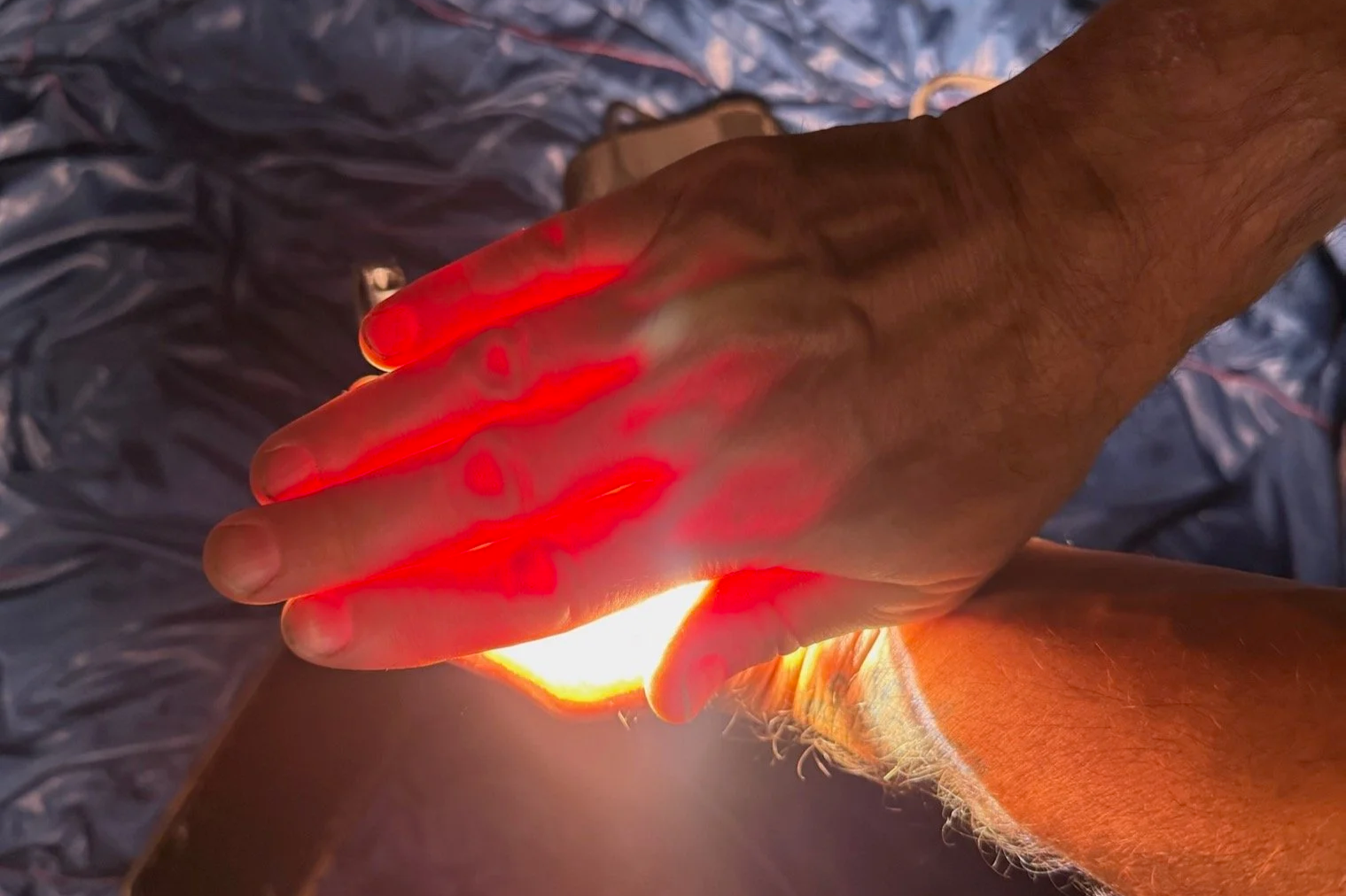 Light from the MagicShine Monteer 8000 is bright enough to X-Ray yourself—and hot enough to cook an egg! Courtesy Chris Meehan.