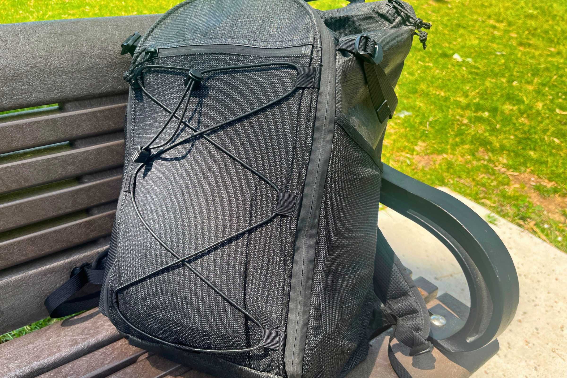 ULA Ultra Dragonfly 30L Adventure Travel Backpack on a bench