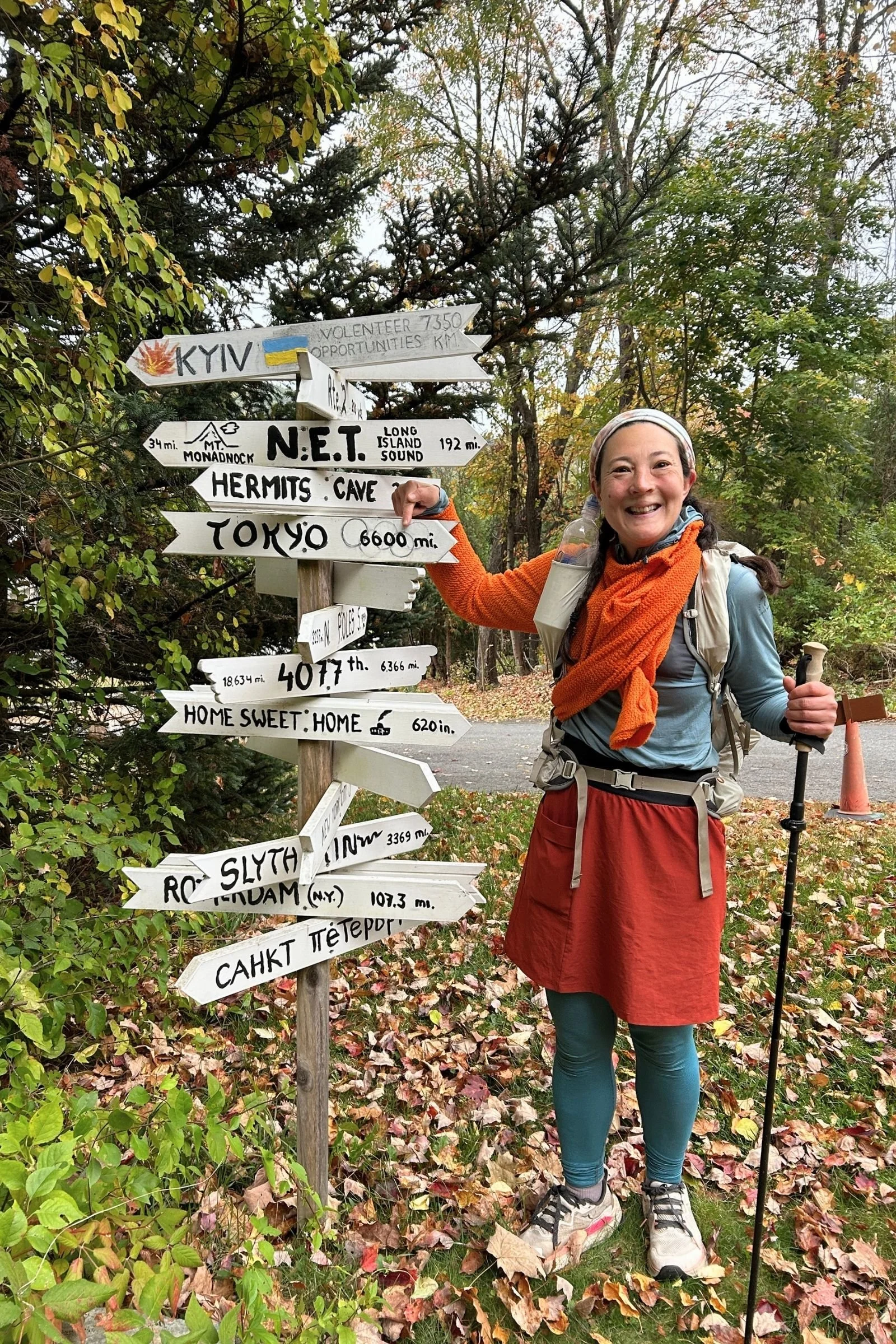 A kind person who lives near the trail (and lets hikers and climbers park in their yard) built this NET sign at the end of a road walk where the cushion of the Altra Olympus is appreciated.
