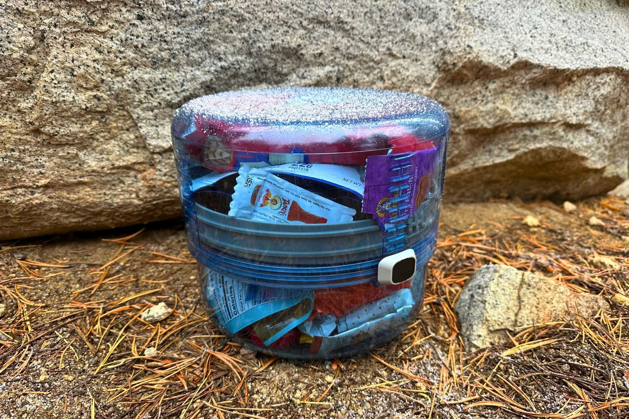 The BV ONE next to a rock for nighttime storage.  Photo courtesy Sara Kruglinski.