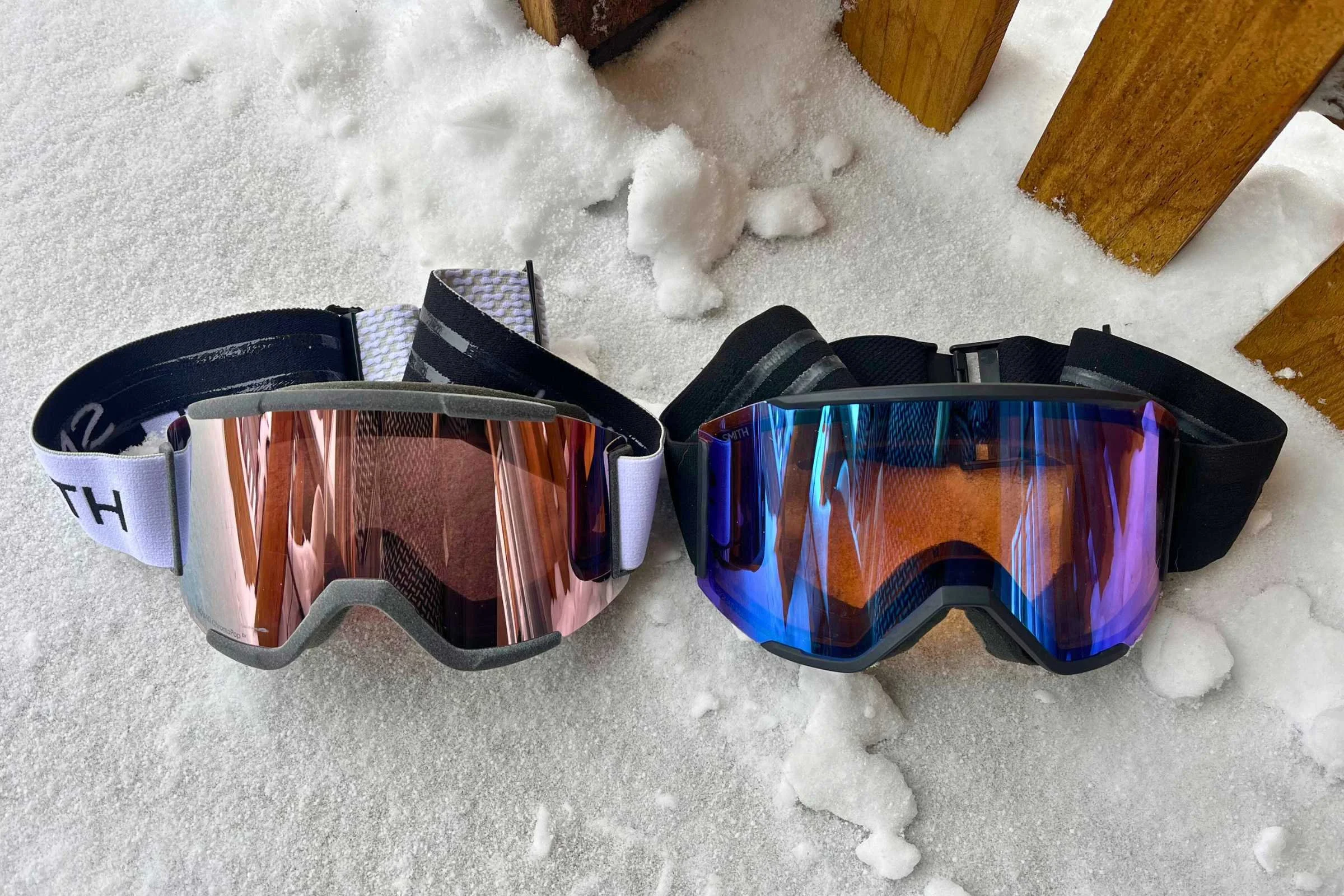 The author’s custom Squad Imprint 3D goggles (left) next to the regular Squad MAG (right).