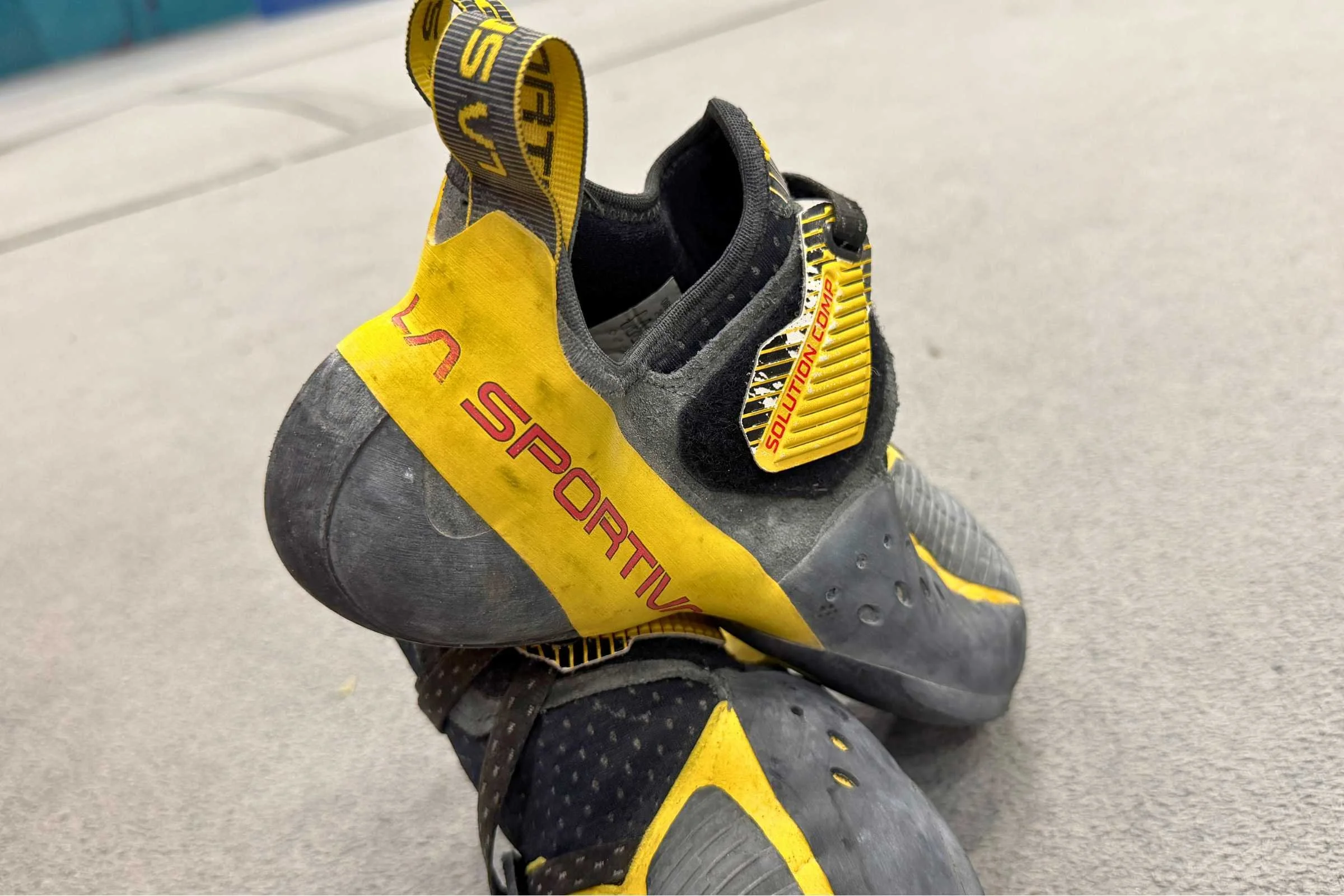 The heel is thinner than the original Solutions, but still a tad too wide for us.