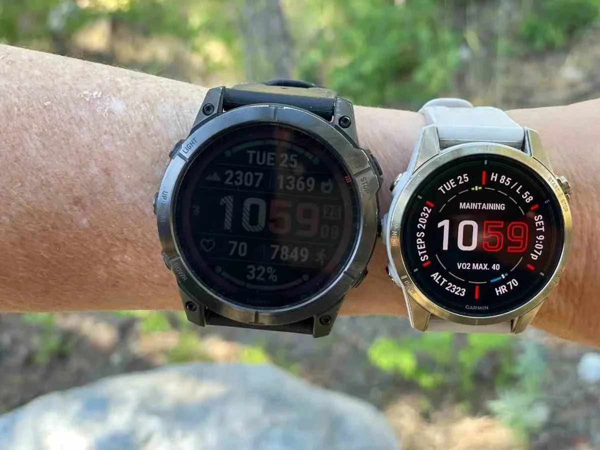 The Garmin fenix 8 and Garmin epix Pro side by side