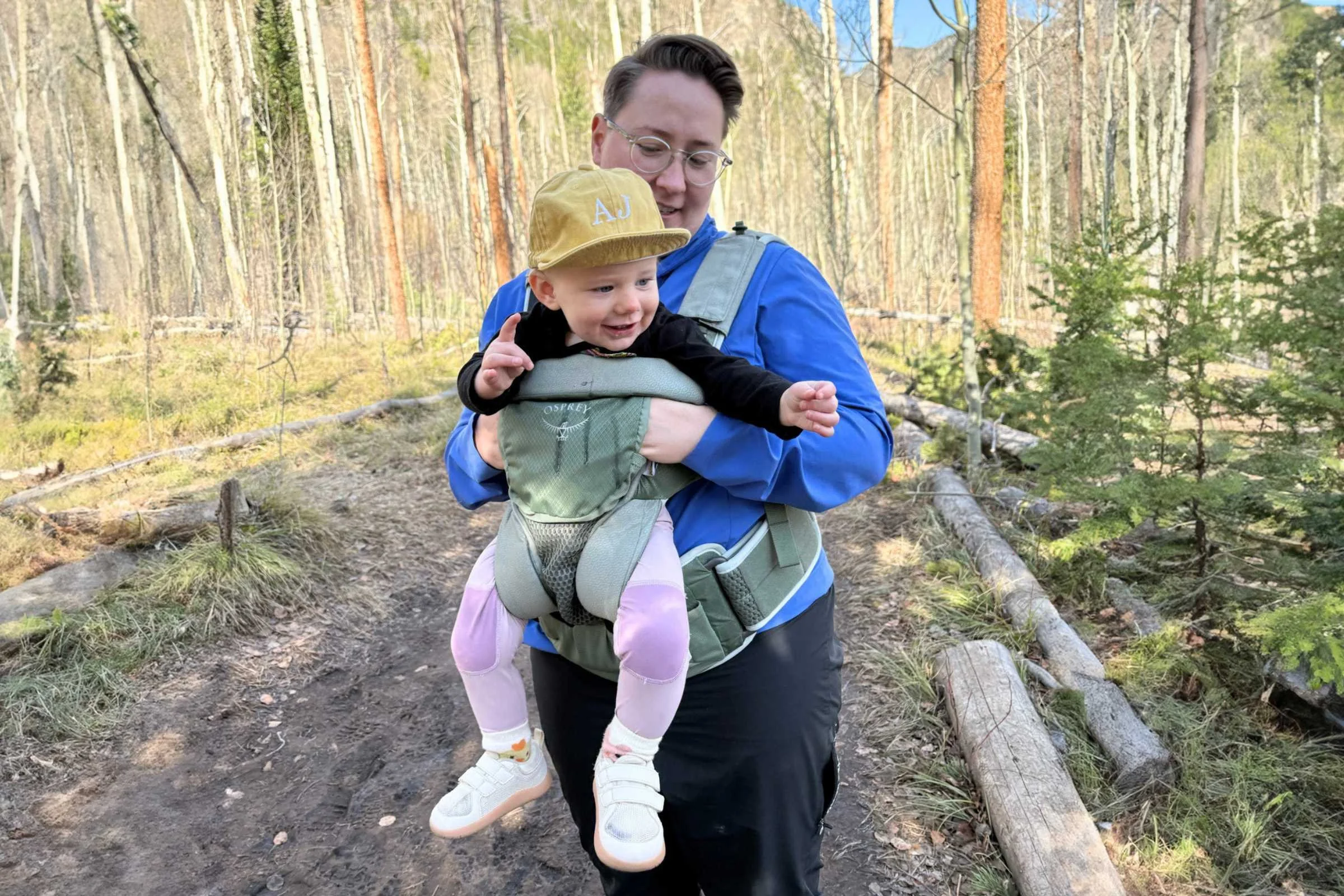 12-month-old AJ strapped into the Osprey Poco Soft Carrier on a hike in Keystone, CO. Photo courtesy Erica Zazo