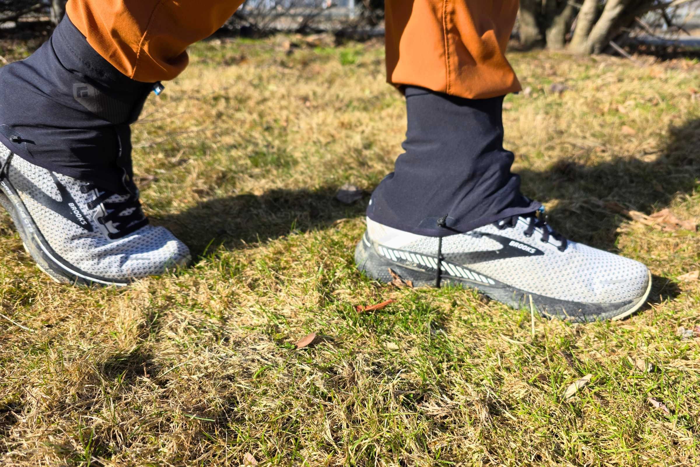 Black Diamond’s softshell all-season low gaiters for trail running and hiking. Photo by Aubri Drake.