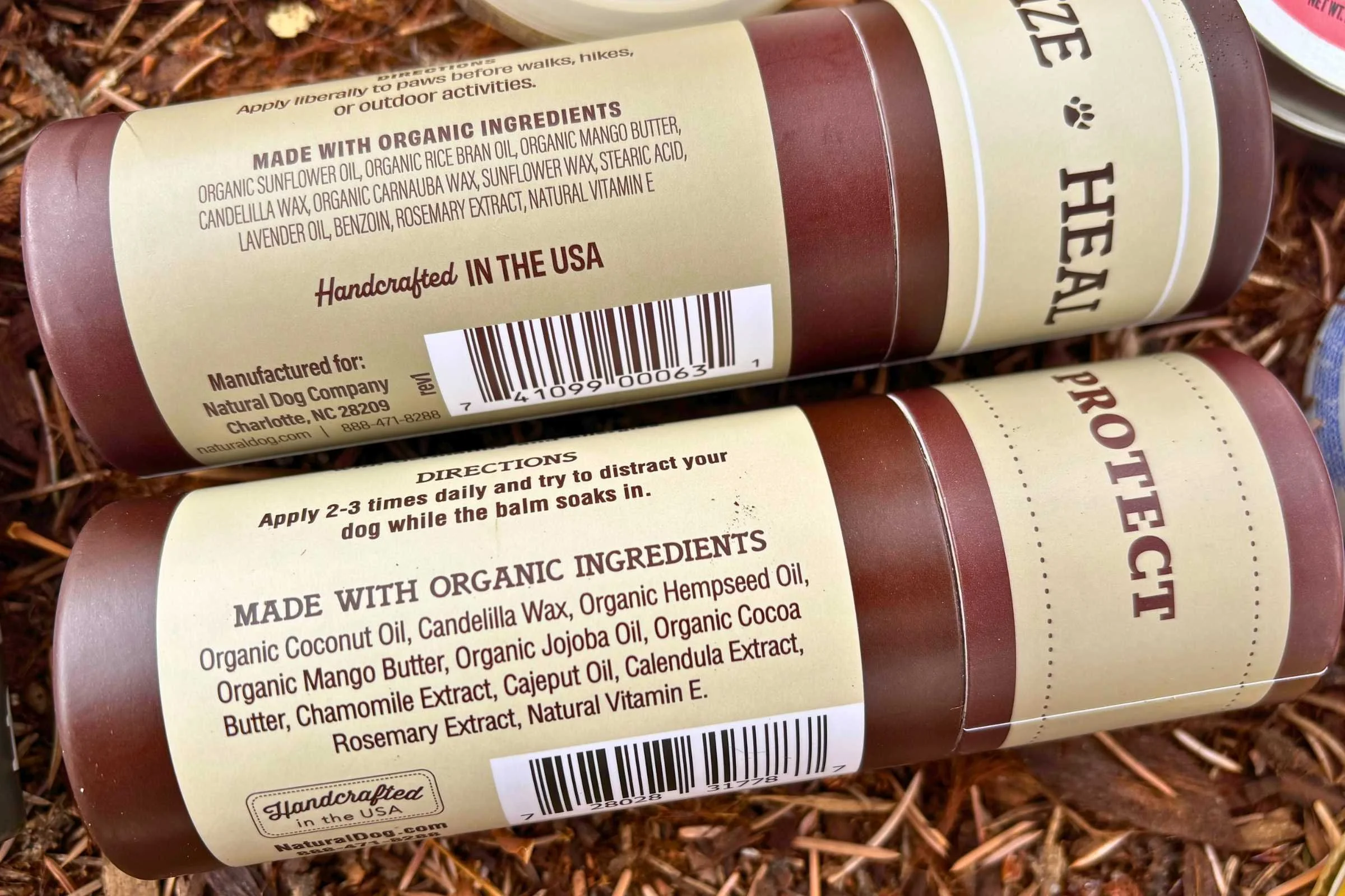 Natural ingredients commonly found in quality dog paw balms