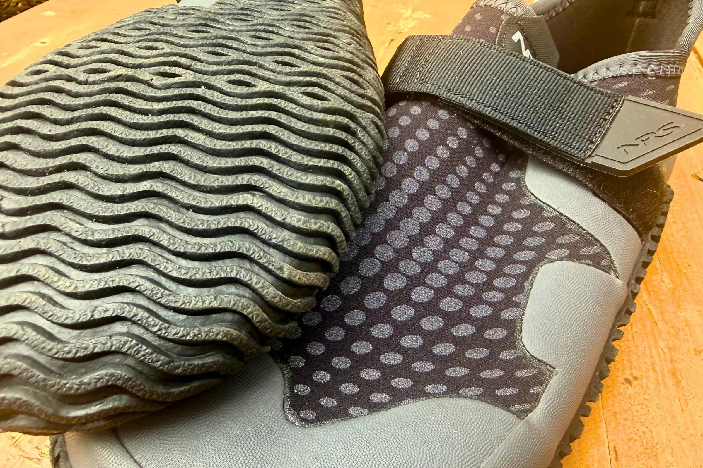 Close-up of outsole on teh NRS Kicker Wetshoe