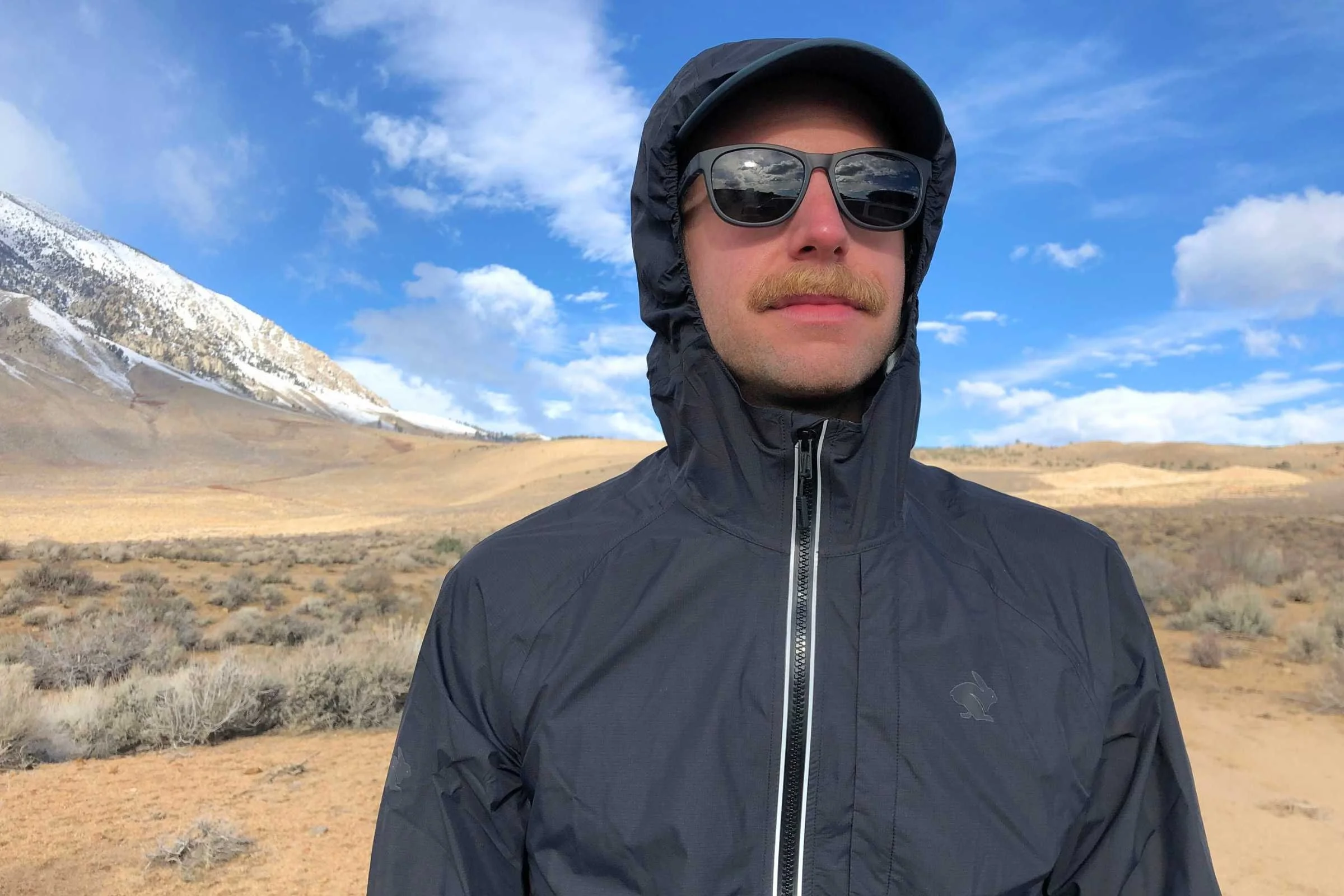 A reflective strip runs the length of the rabbit Treeline jacket.  Photo by Sasha Hashemipour