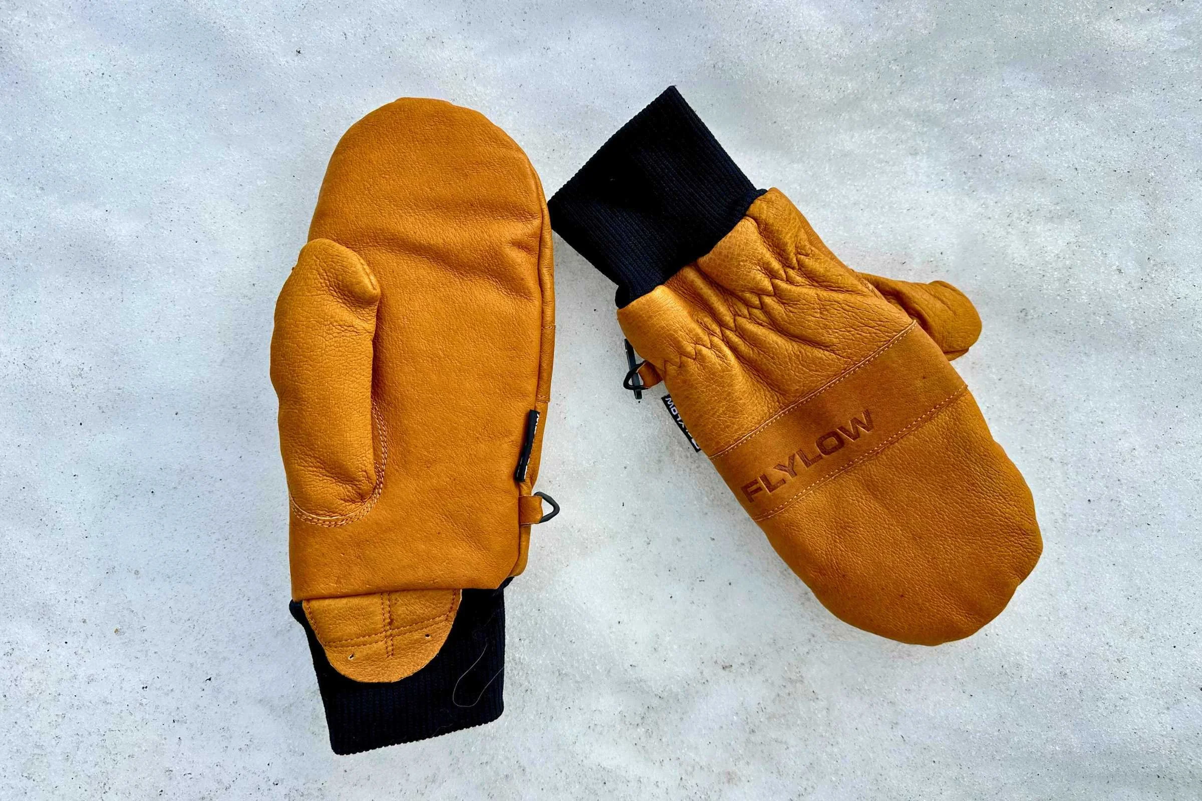 The Flylow Oven Mitts are a great budget pick for a leather mitten. We loved that these come pre treated so you can start wearing them right away. Photo courtesy Sara Kruglinski.