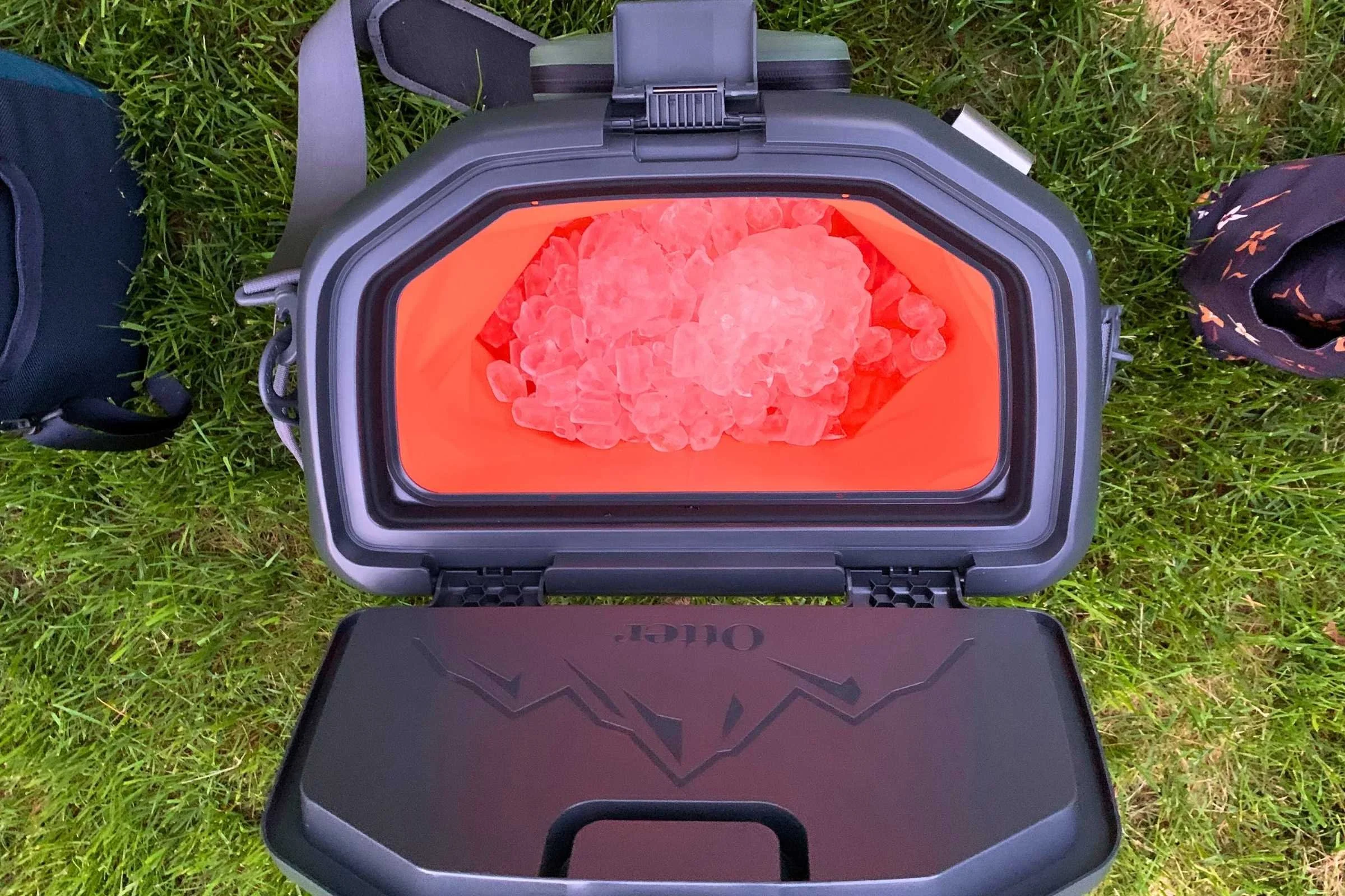 The OtterBox Trooper cooler 20 hours into the ice retention test.