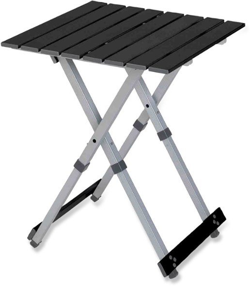 Small camping table with clearance adjustable height legs